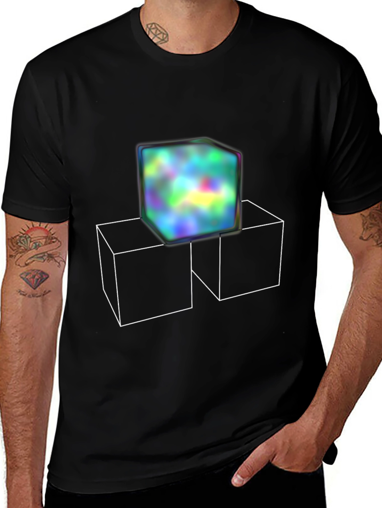 Variant 3 of Geometric Illusion Tee - Abstract Cube Design
