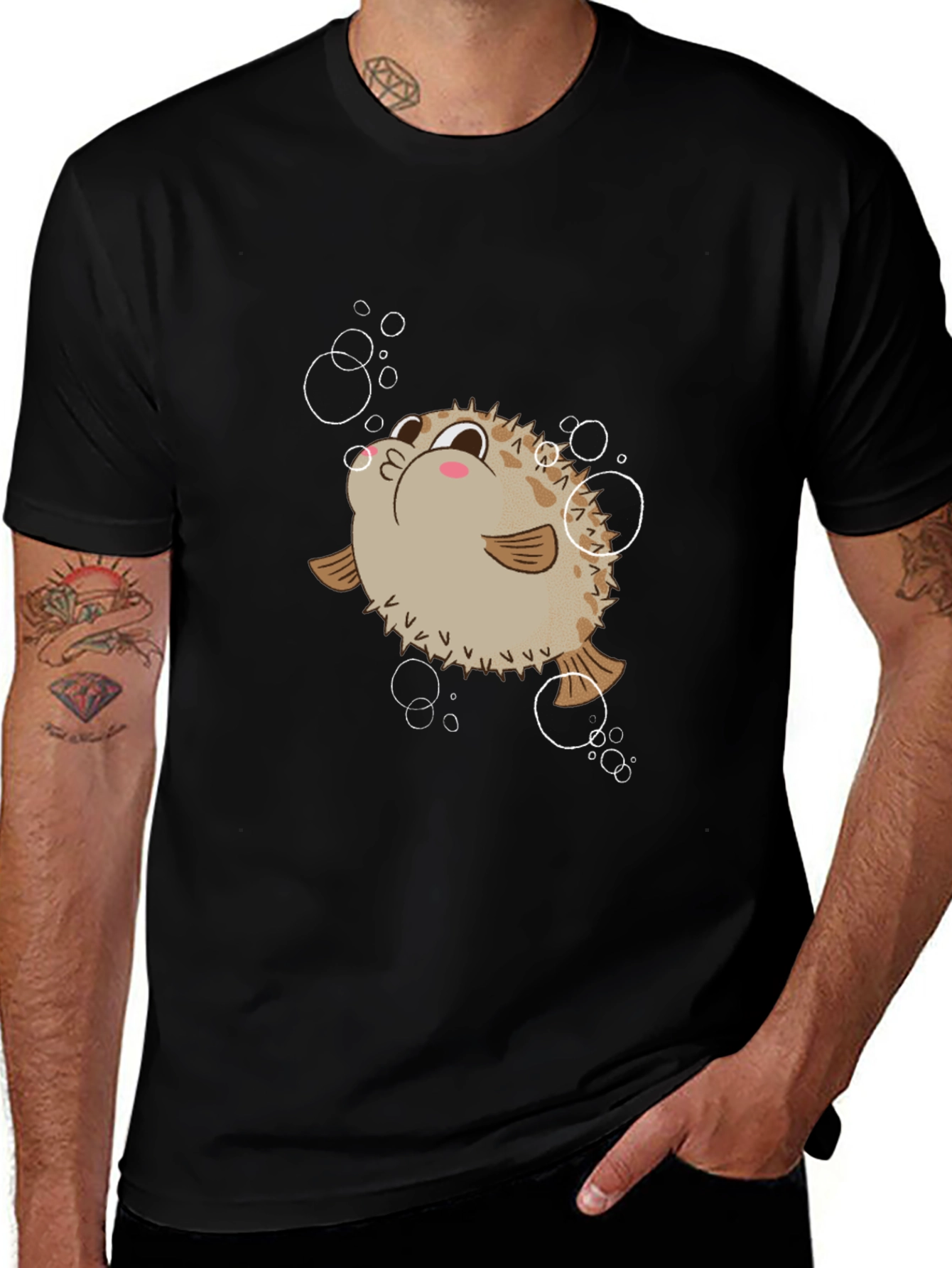 Variant 2 of Puffer Fish Black T-Shirt