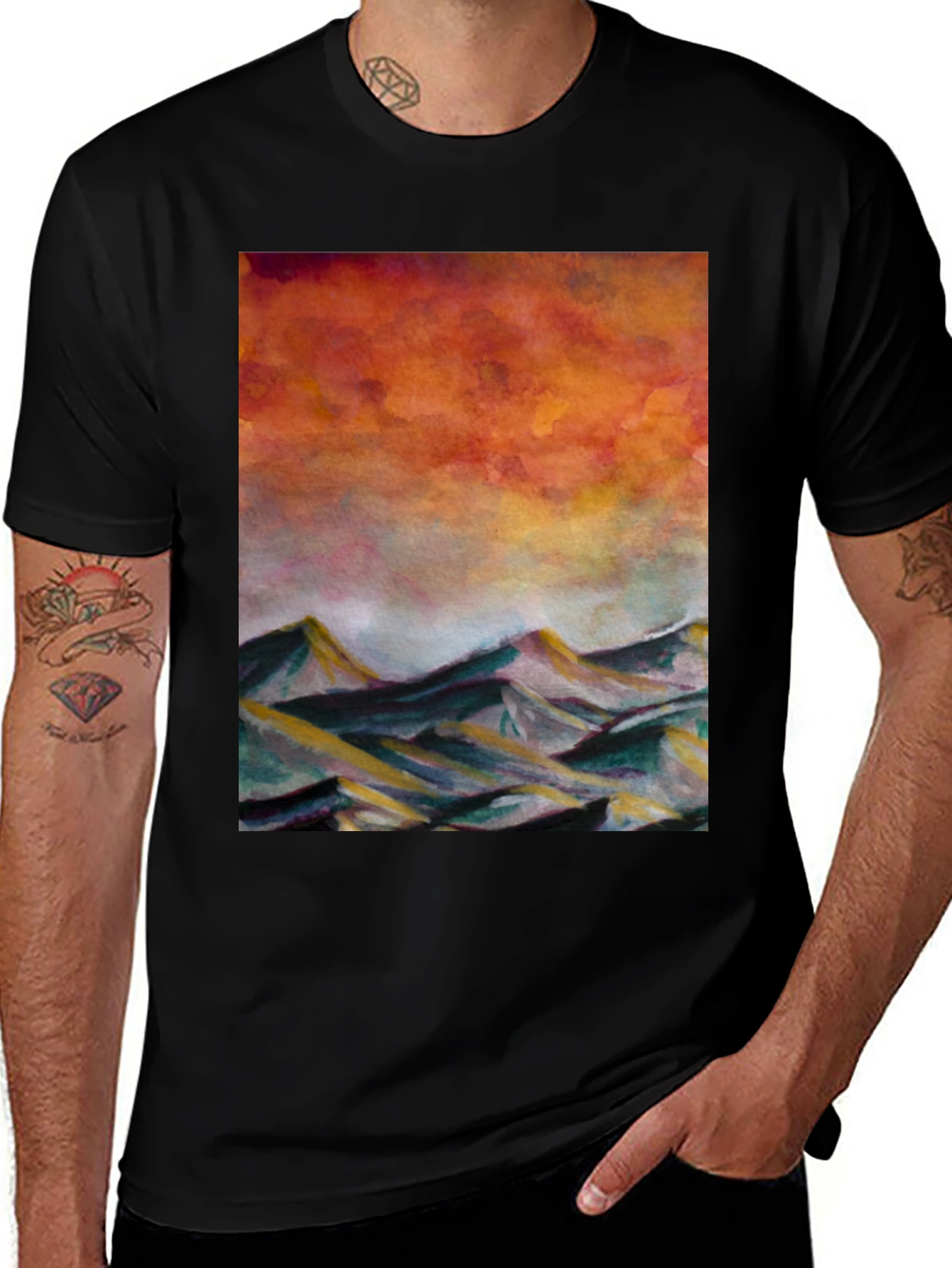Variant 3 of Abstract Mountain Sunset Graphic Tee