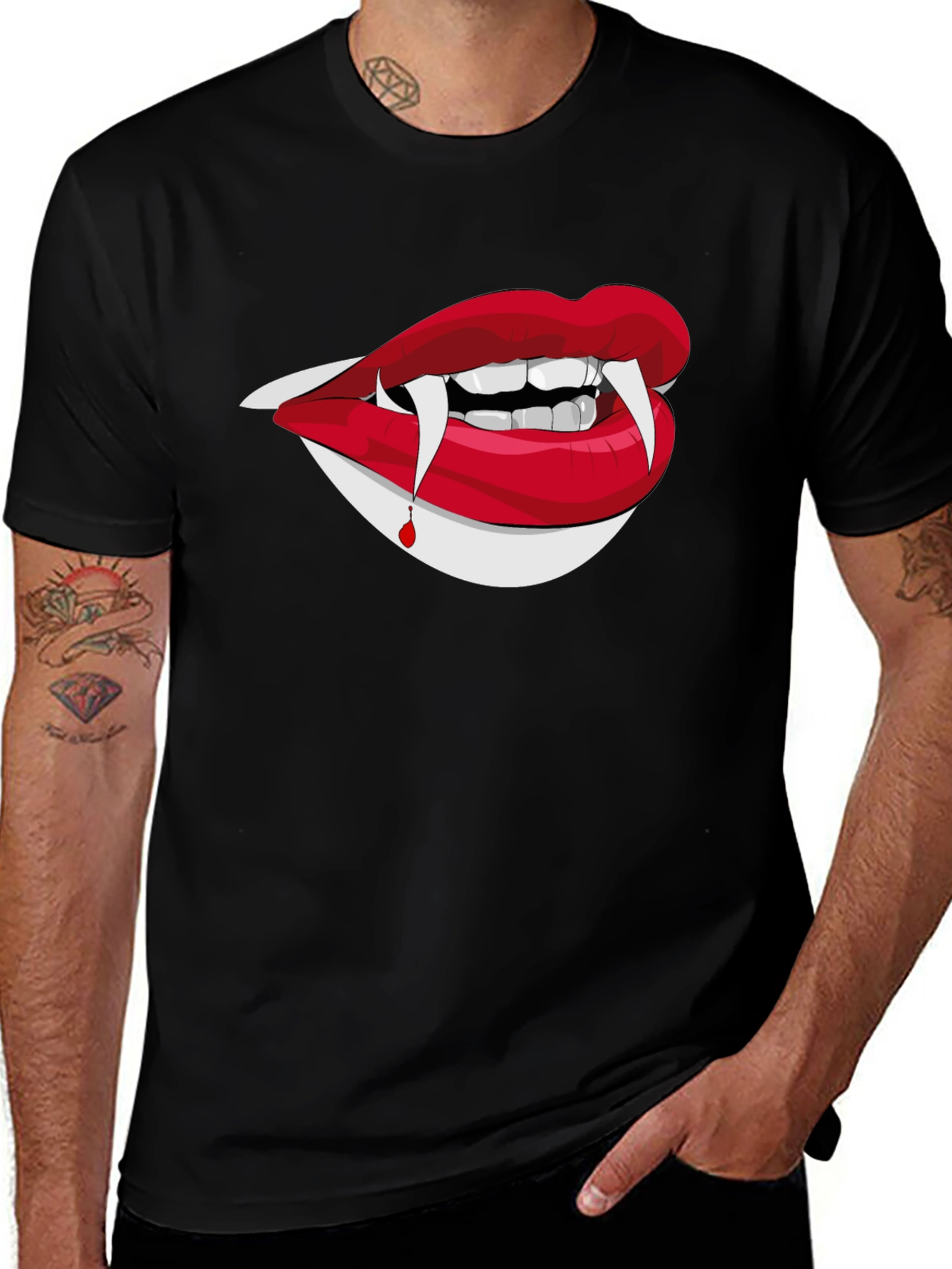 Variant 26 of Vampire Lips Graphic Tee - Halloween Fashion