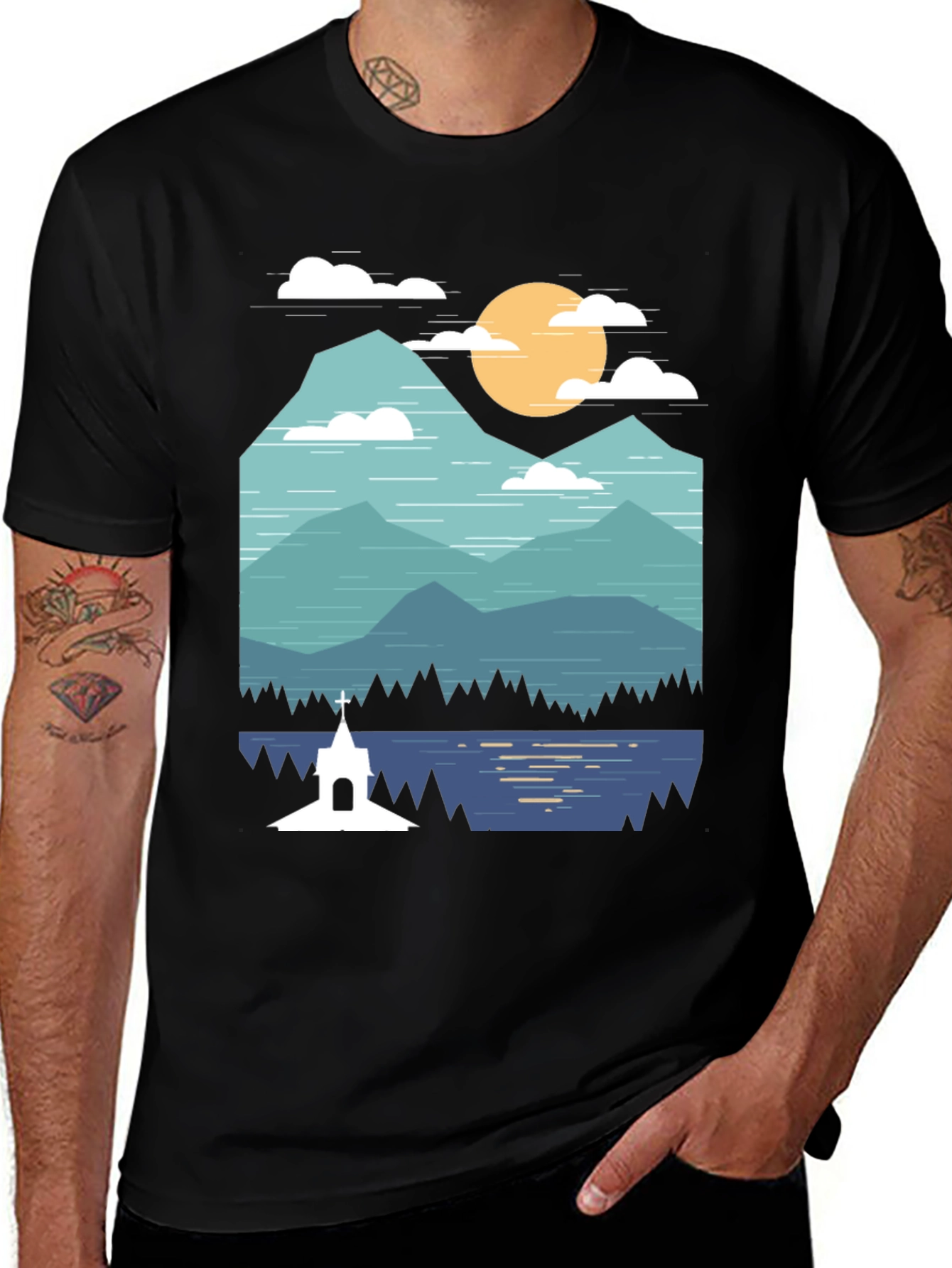 Variant 28 of Scenic Mountain & Lake Graphic Tee