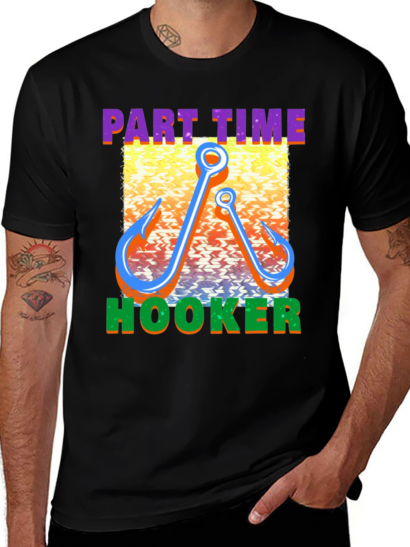 Variant 12 of Part Time Hooker Fishing T-Shirt - Funny Fisherman Tee