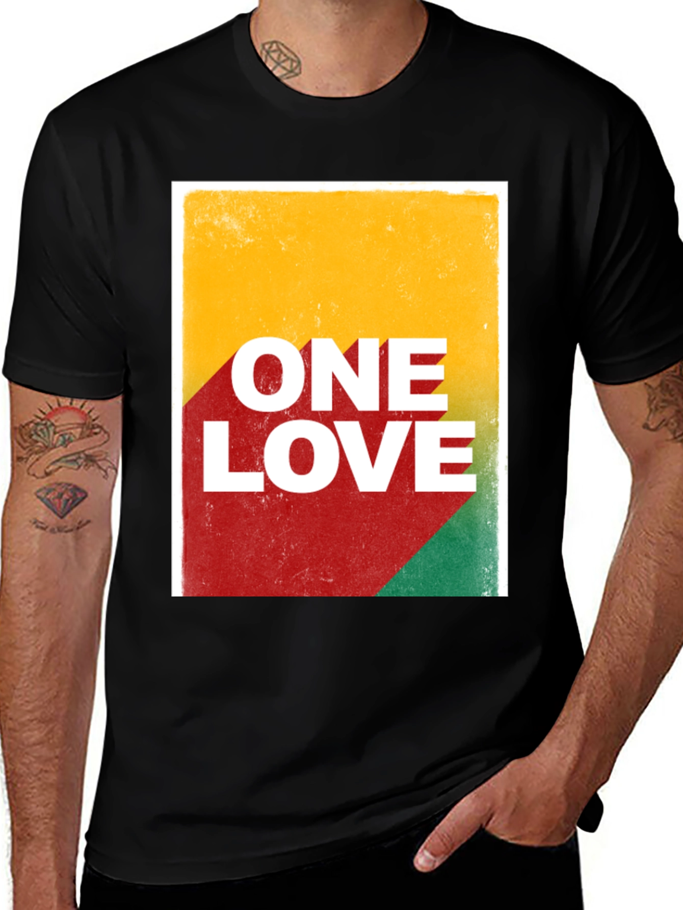 One Love Reggae Graphic Tee - Rasta Colors