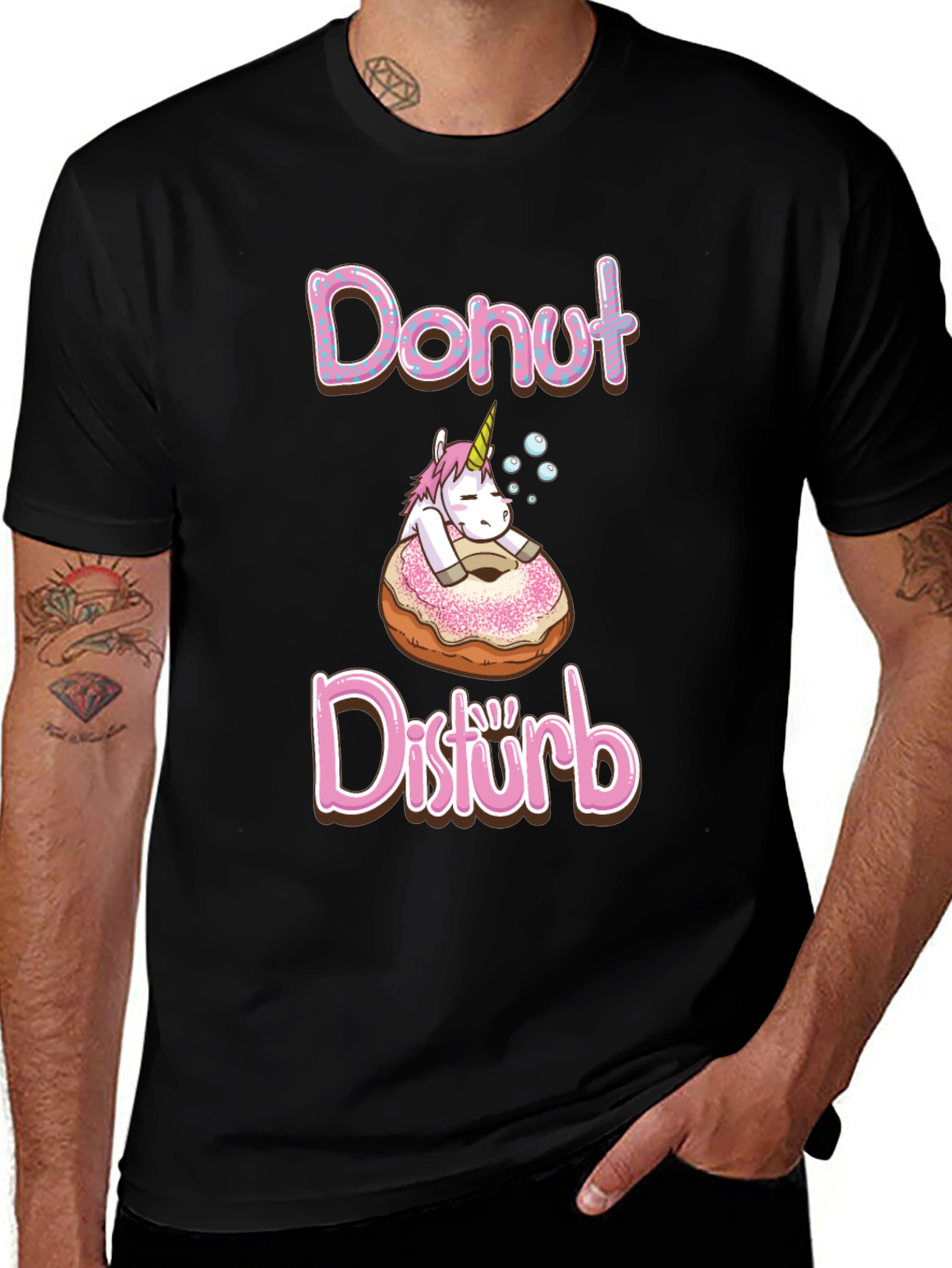 Variant 9 of Donut Disturb T-Shirt, Unicorn Sleeping on Donut