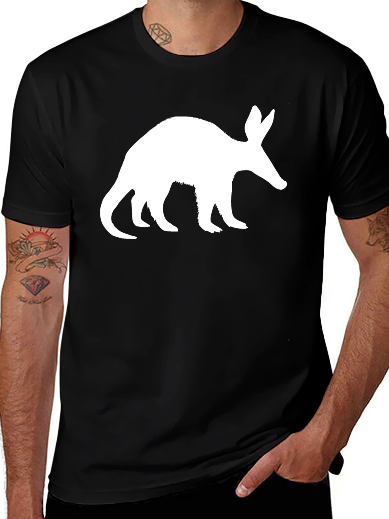 Variant 23 of Aardvark Graphic Tee - Black Cotton T-Shirt