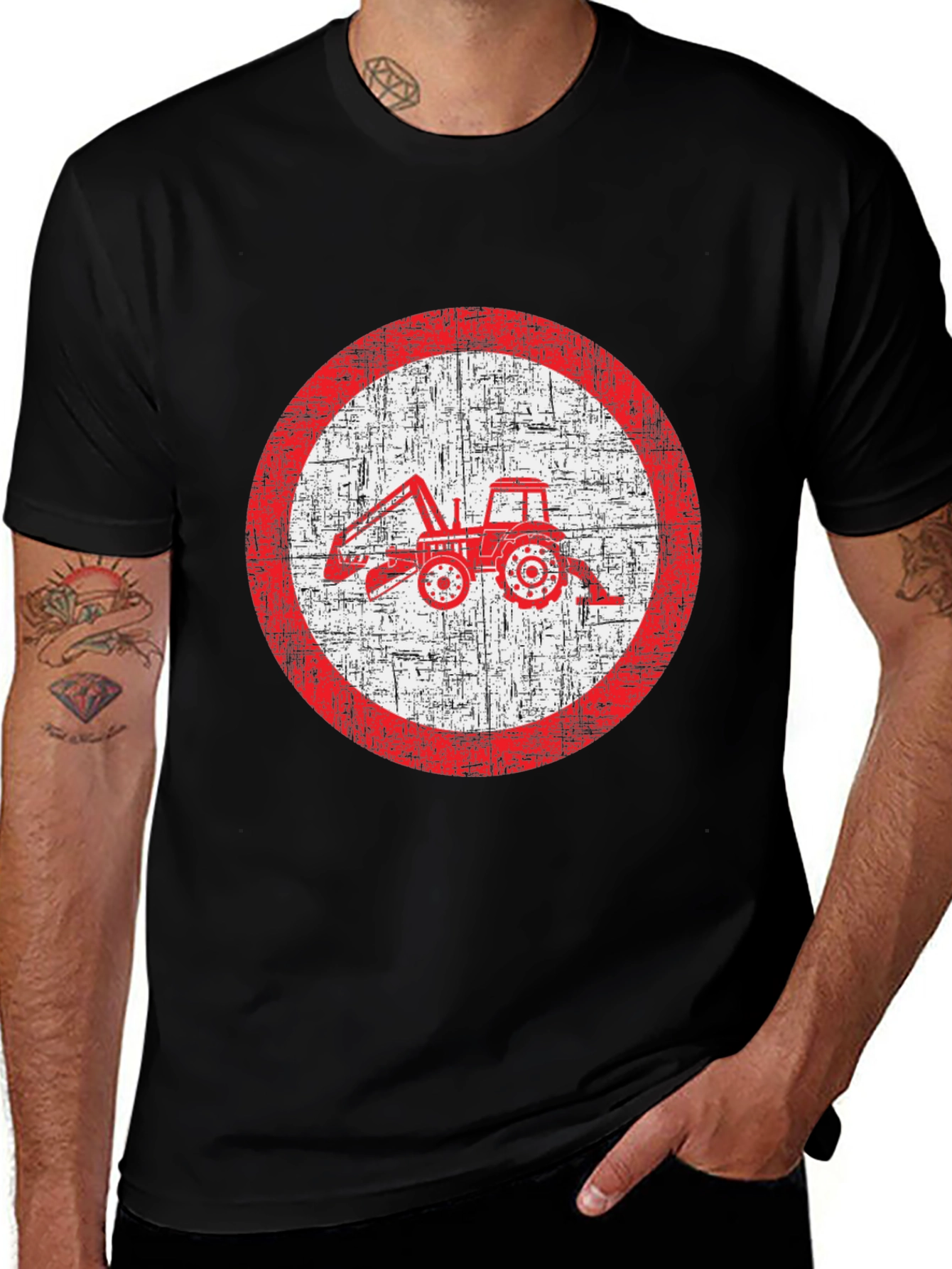 Variant 17 of Red Tractor Graphic Print Black T-Shirt