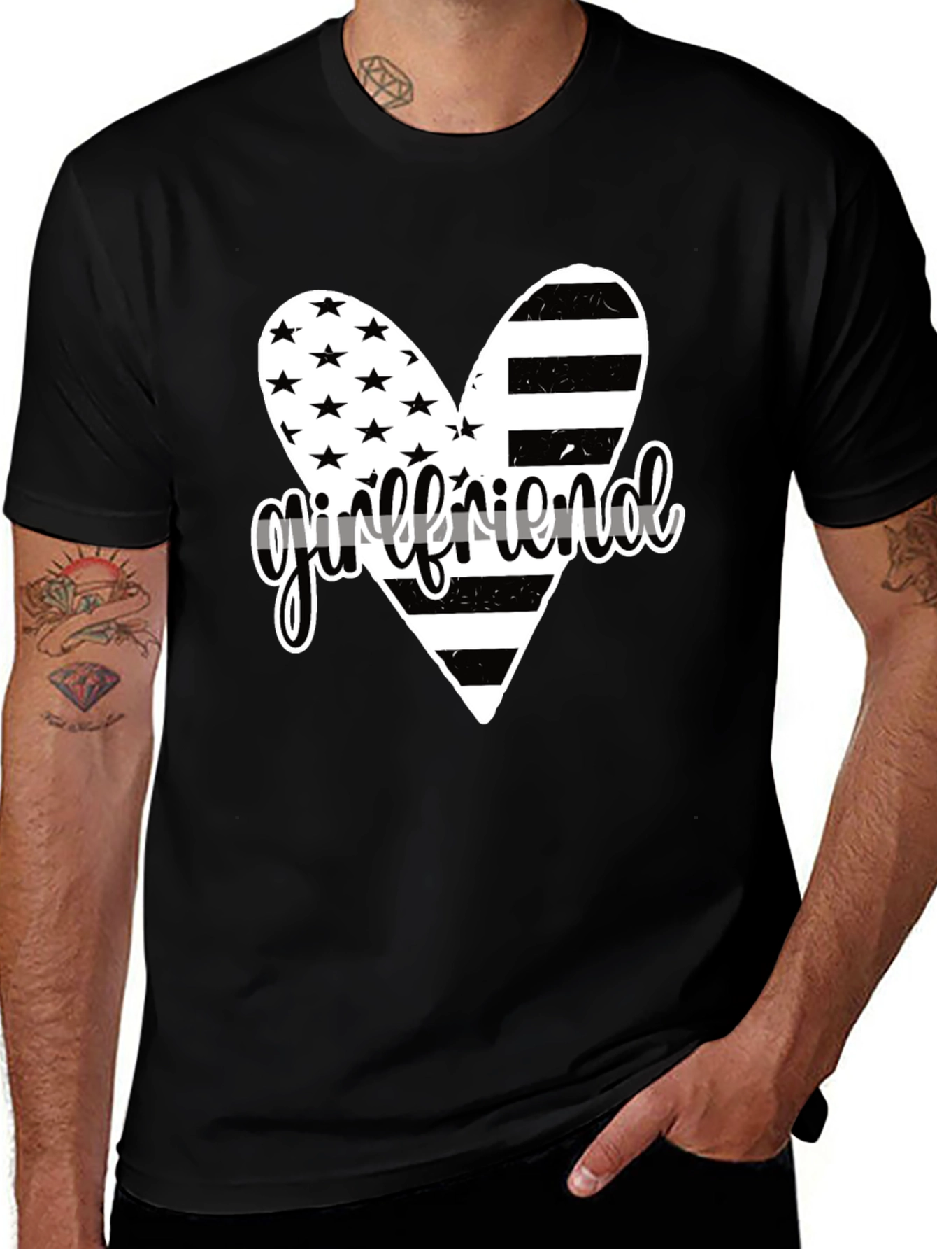 Variant 18 of Girlfriend Heart Graphic Tee - Patriotic Design