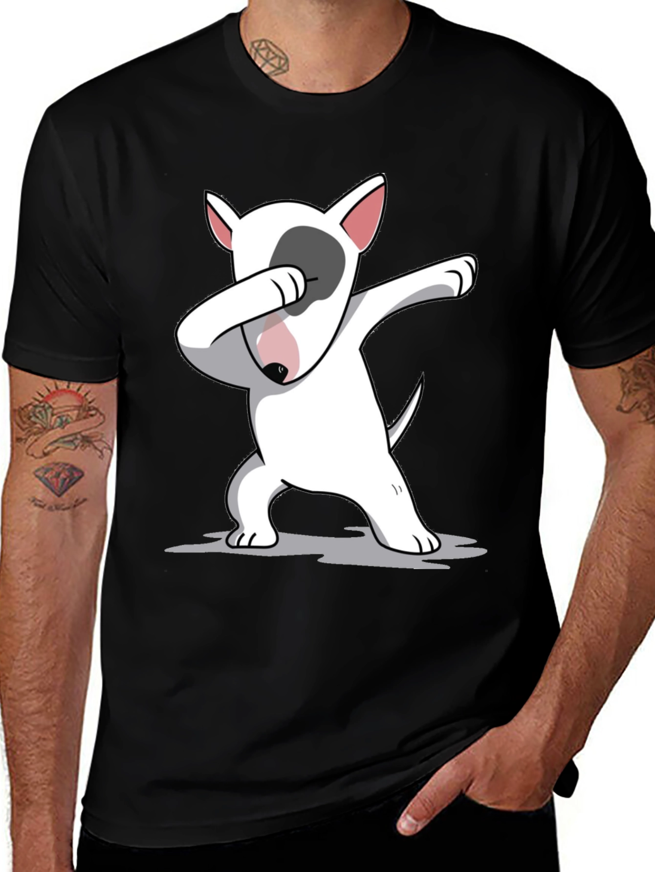 Variant 22 of Dabbing Bull Terrier Black T-Shirt
