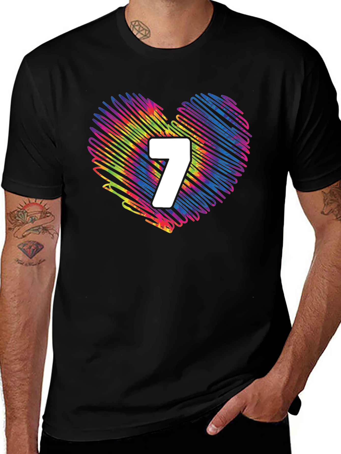 Variant 15 of Rainbow Heart Number 7 T-Shirt