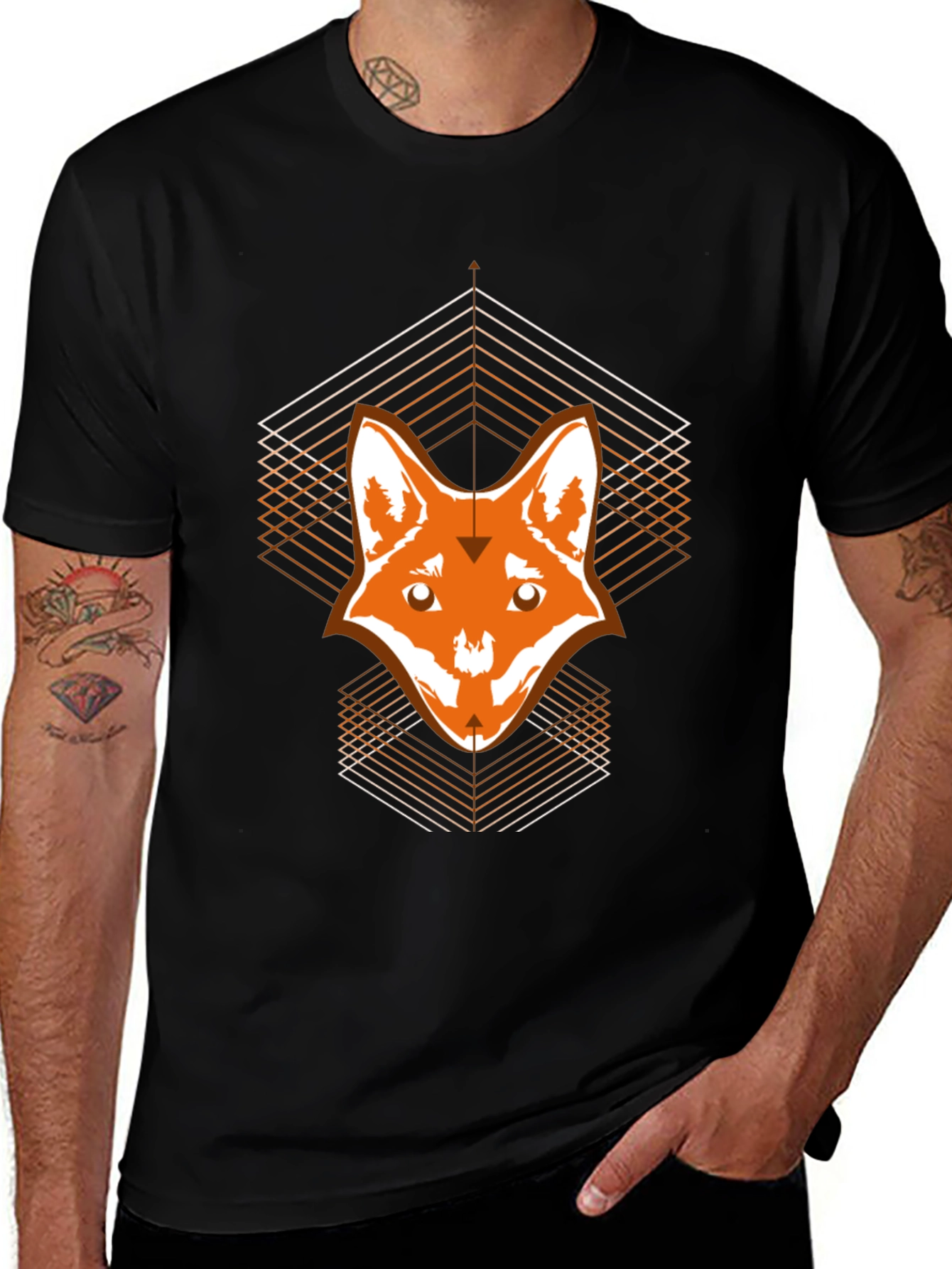 Variant 2 of Geometric Fox Graphic Print T-Shirt