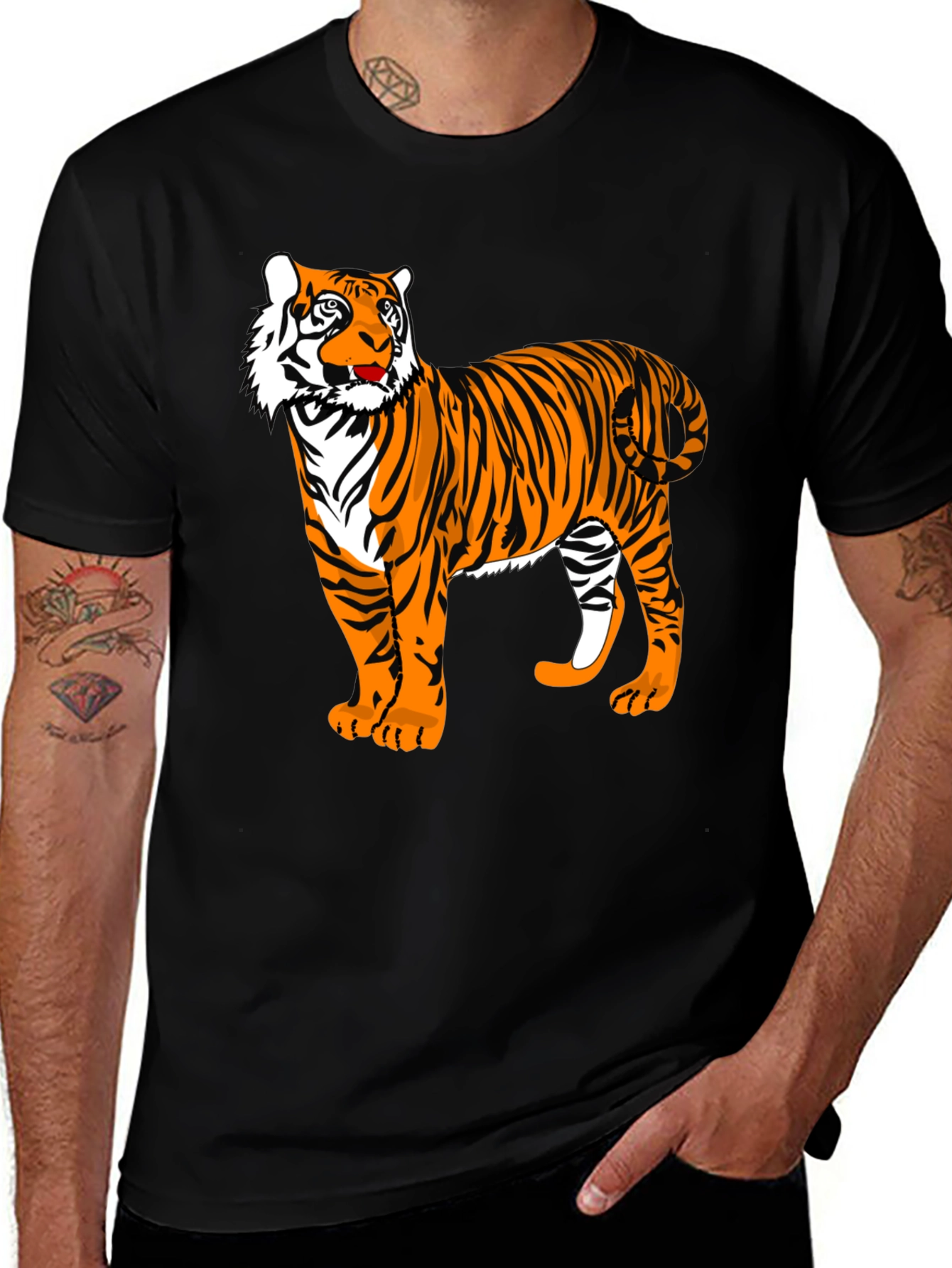 Variant 10 of Tiger Graphic Print Black T-Shirt