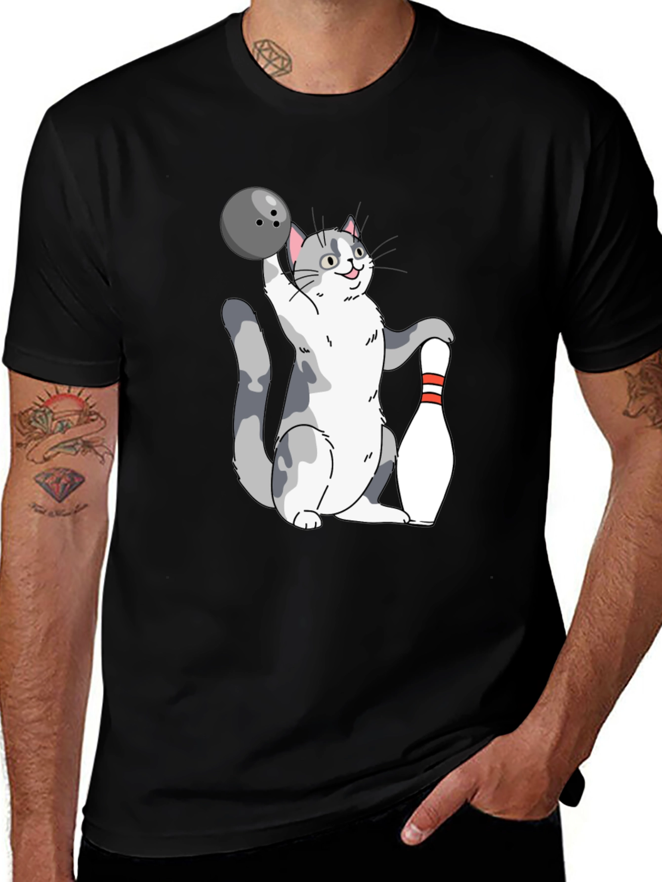 Variant 6 of Cat Bowling T-Shirt - Strike a Pose!