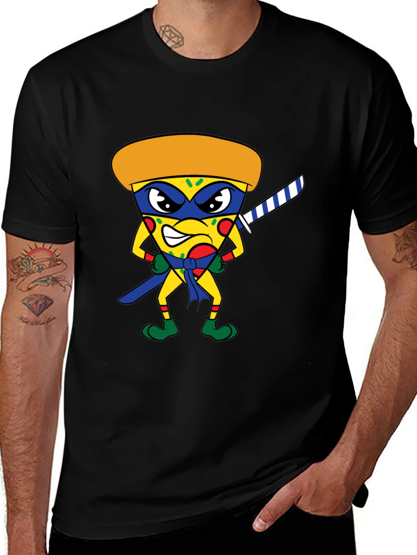 Variant 2 of Pizza Ninja Graphic Tee - Black Cotton T-Shirt