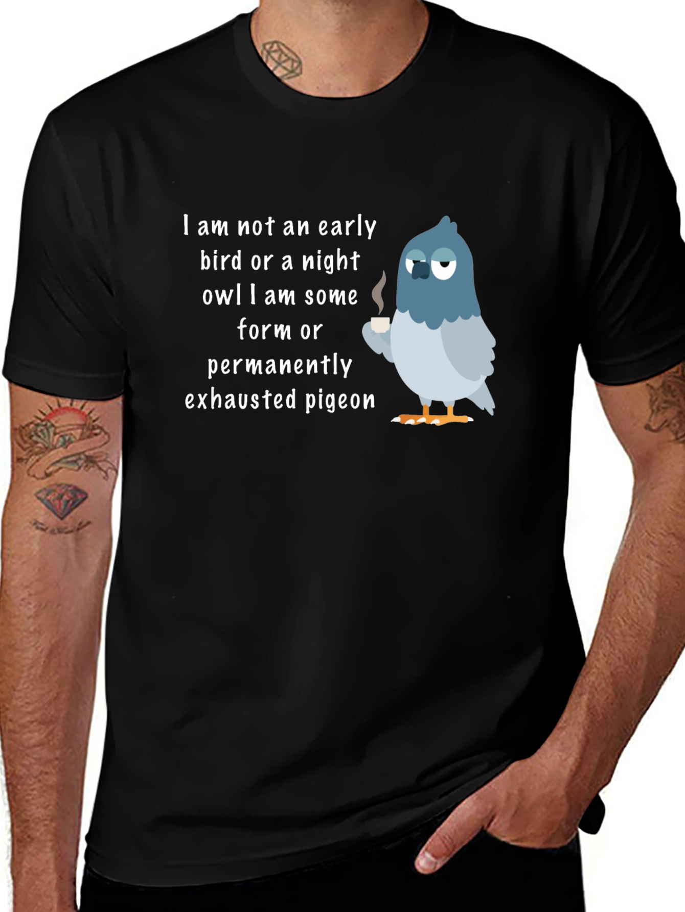 Variant 25 of Exhausted Pigeon T-Shirt - Funny Bird Lover Tee