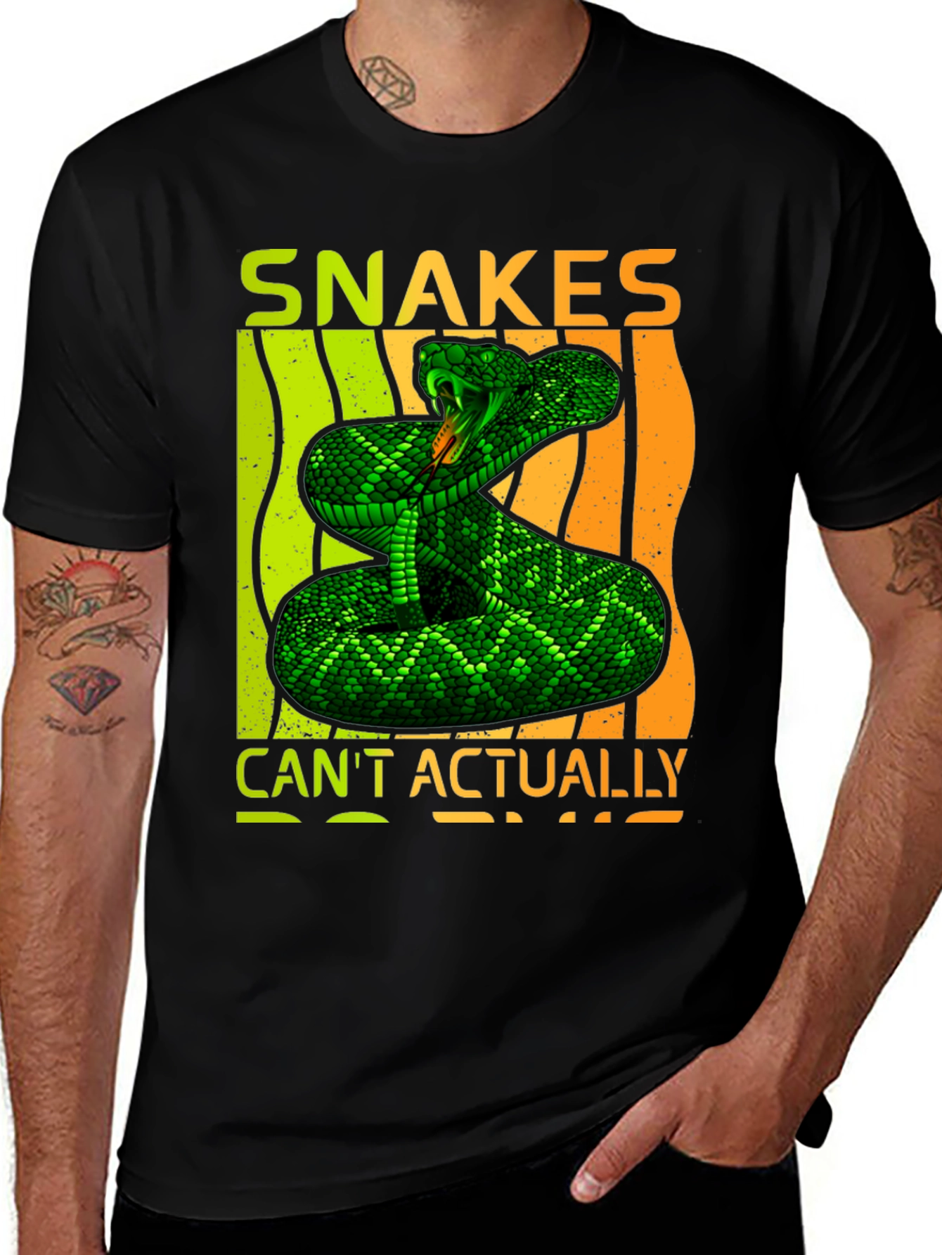 Variant 8 of Snakes Can't Actually Black Graphic Tee