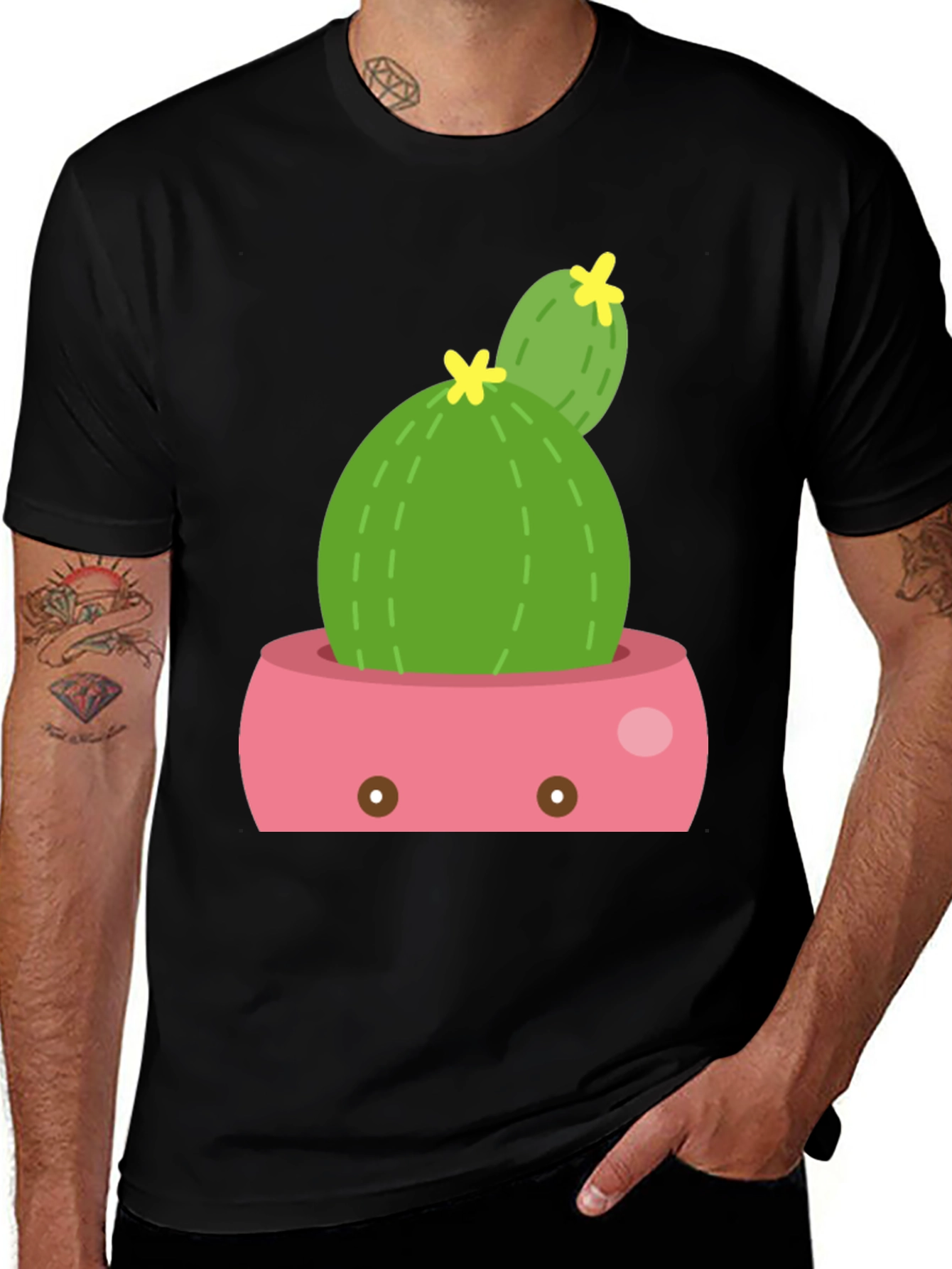 Variant 5 of Cactus Potted Plant Black Tee