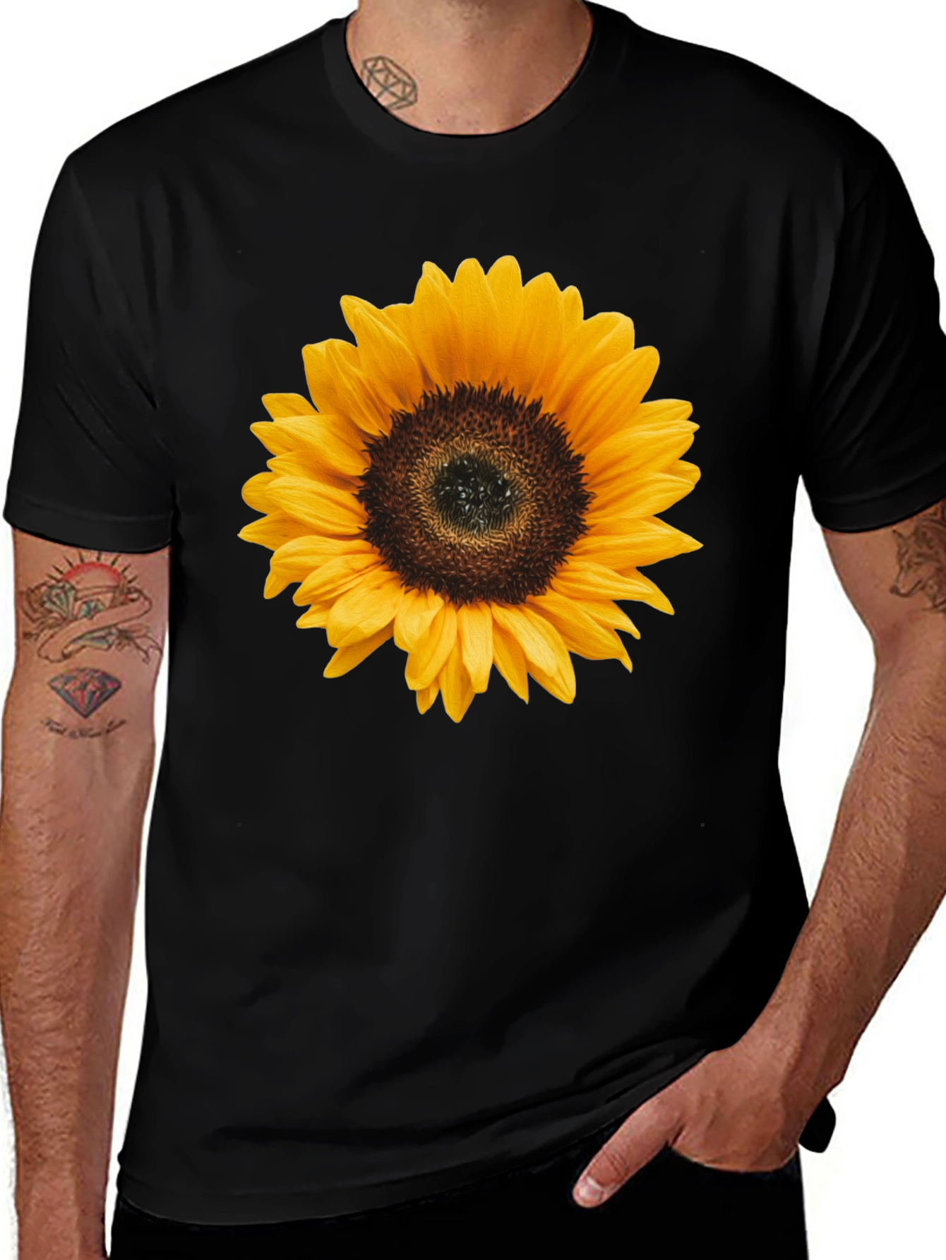 Variant 17 of Sunflower Graphic Tee - Black Cotton T-Shirt
