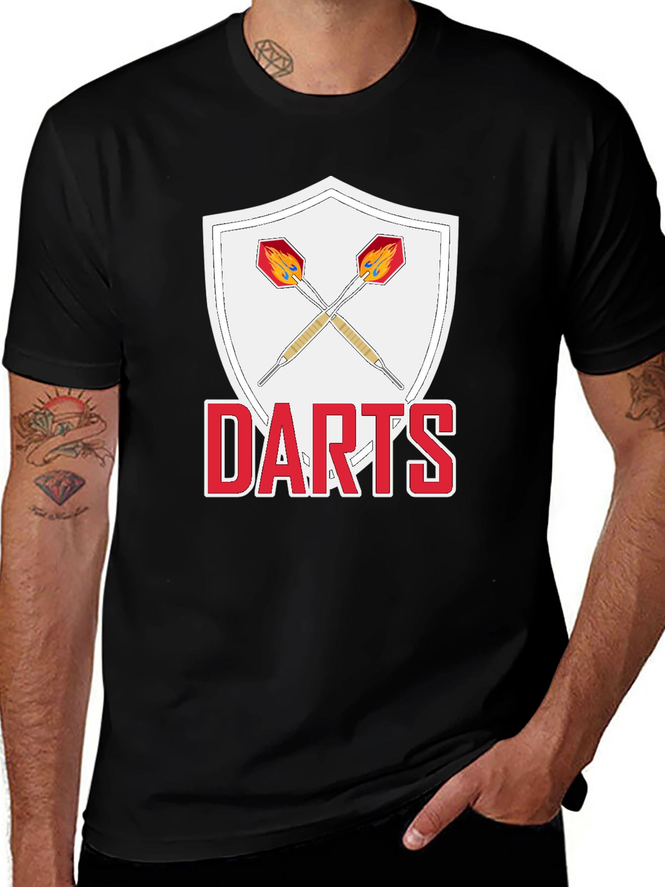 Variant 4 of Darts Graphic T-Shirt - Casual Black Tee