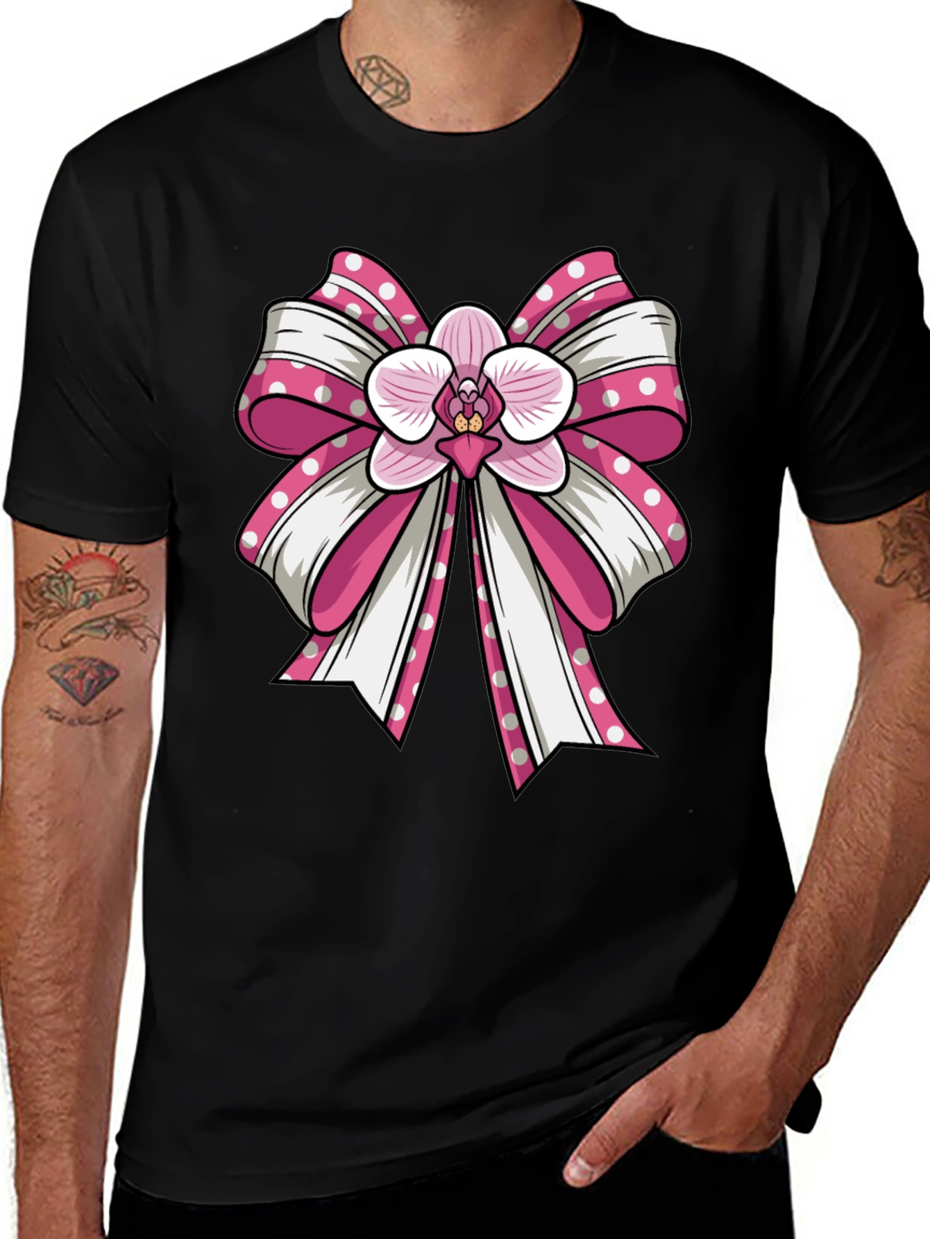 Variant 6 of Floral Bow Graphic Tee - Black