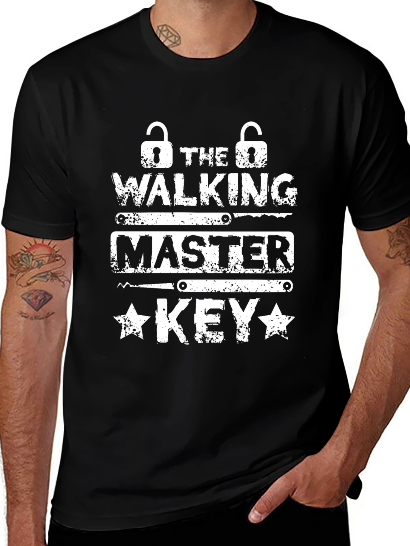 Black The Walking Master Key Graphic T-Shirt main image