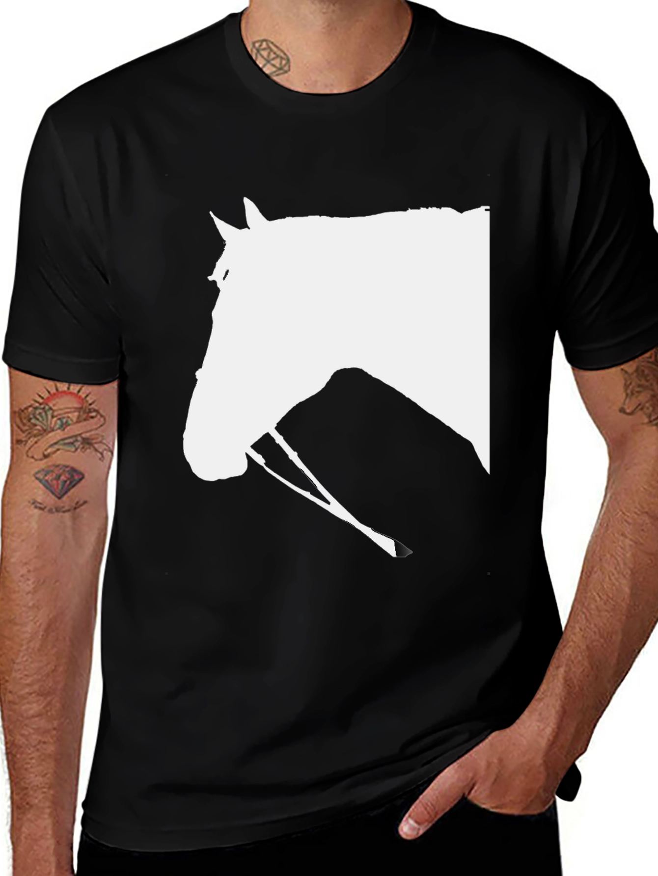Variant 8 of Horse Head Graphic Tee - Equestrian Style
