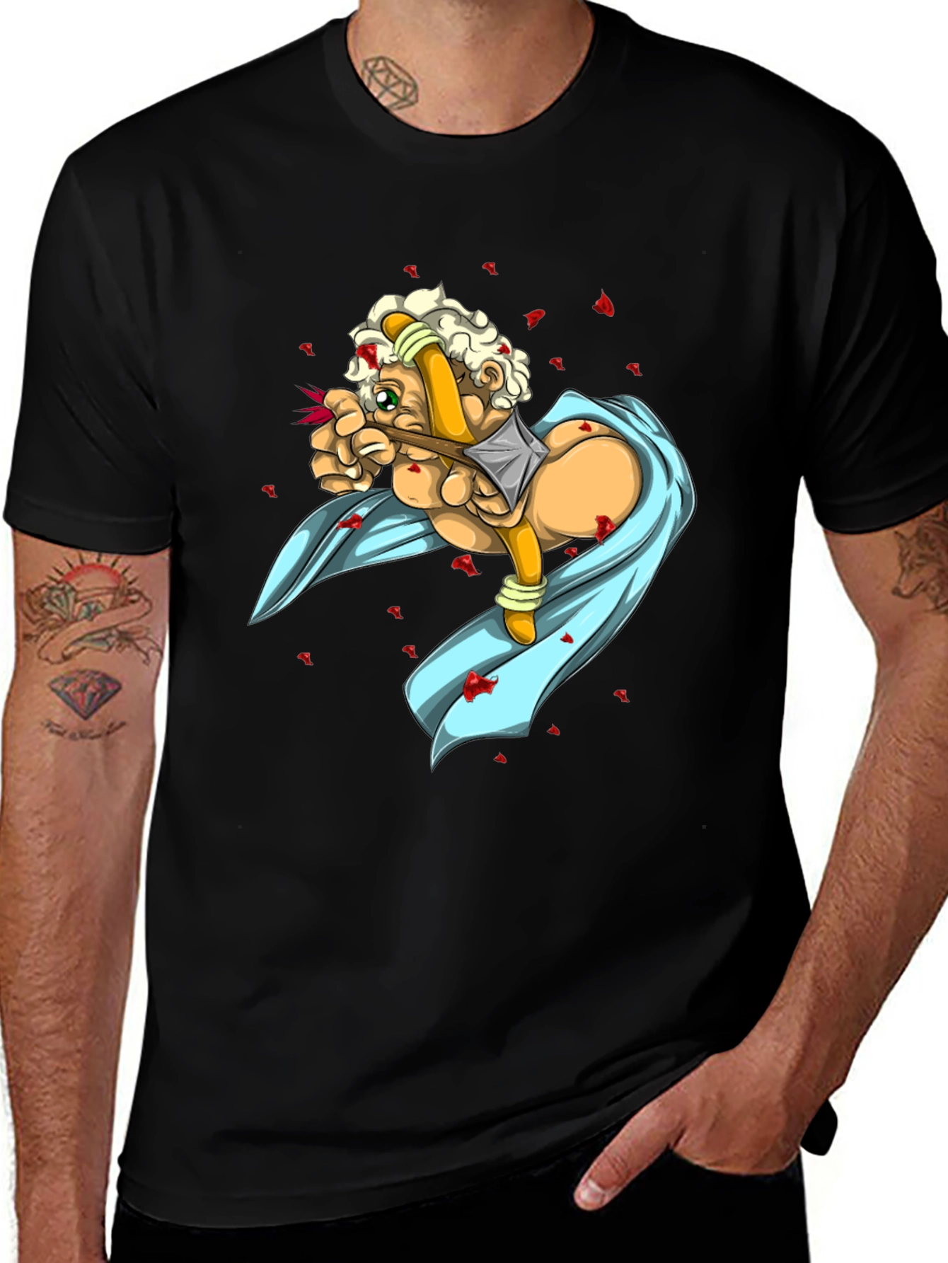 Variant 6 of Cupid Cartoon Black T-Shirt