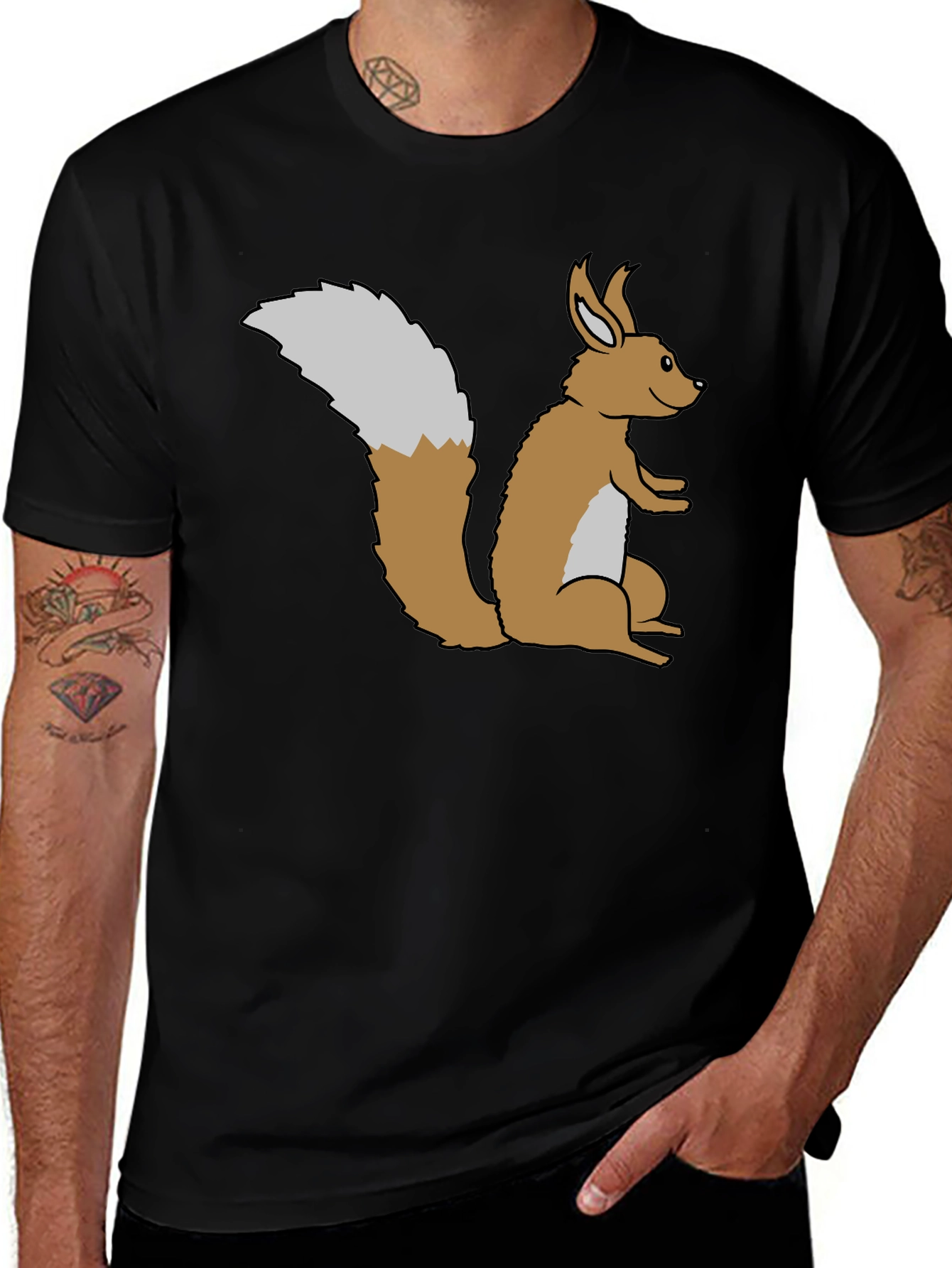 Black Squirrel Graphic Tee - Soft Black Cotton main image