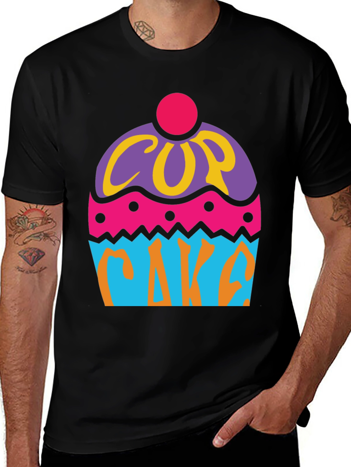 Variant 6 of Fun Cupcake Graphic Tee - Black Cotton T-Shirt