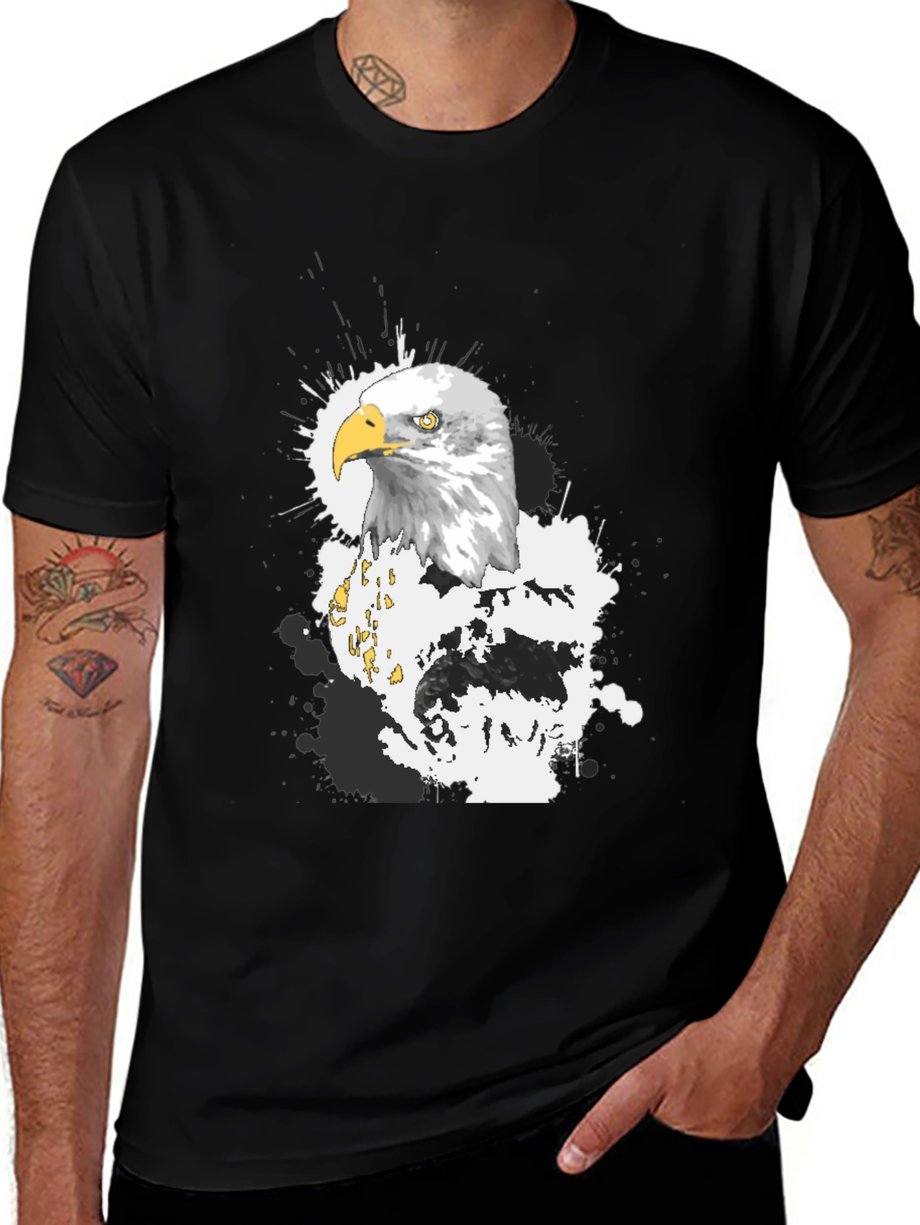 Variant 28 of Eagle Graphic T-Shirt - Black Crew Neck Tee