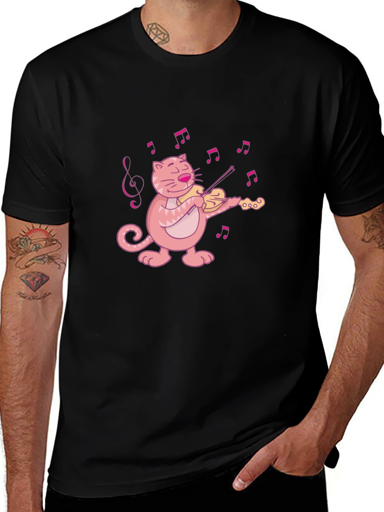 Variant 29 of Cat Playing Violin T-Shirt - Musical Feline Tee