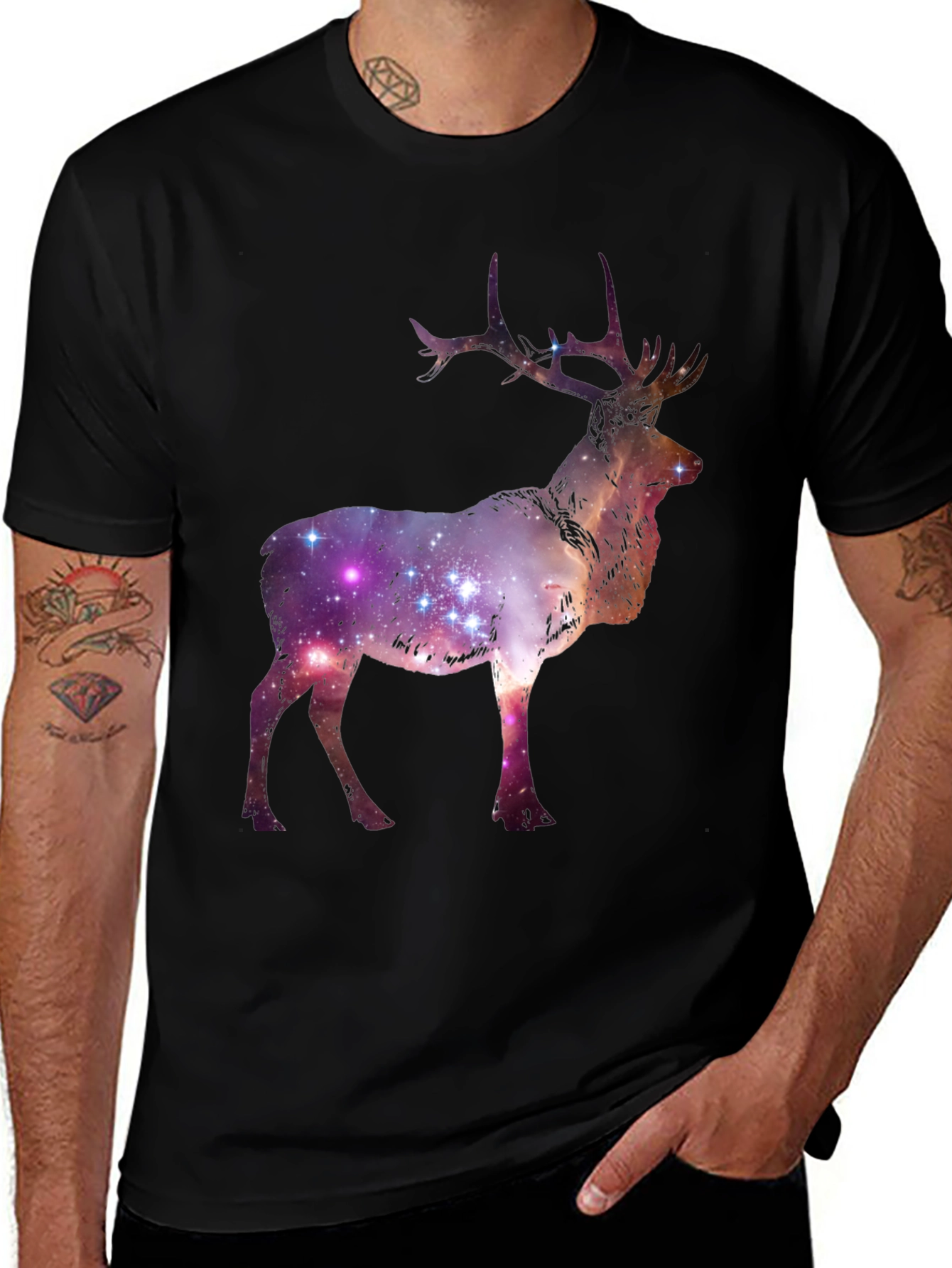 Variant 23 of Galaxy Deer Graphic Tee - Cosmic Style