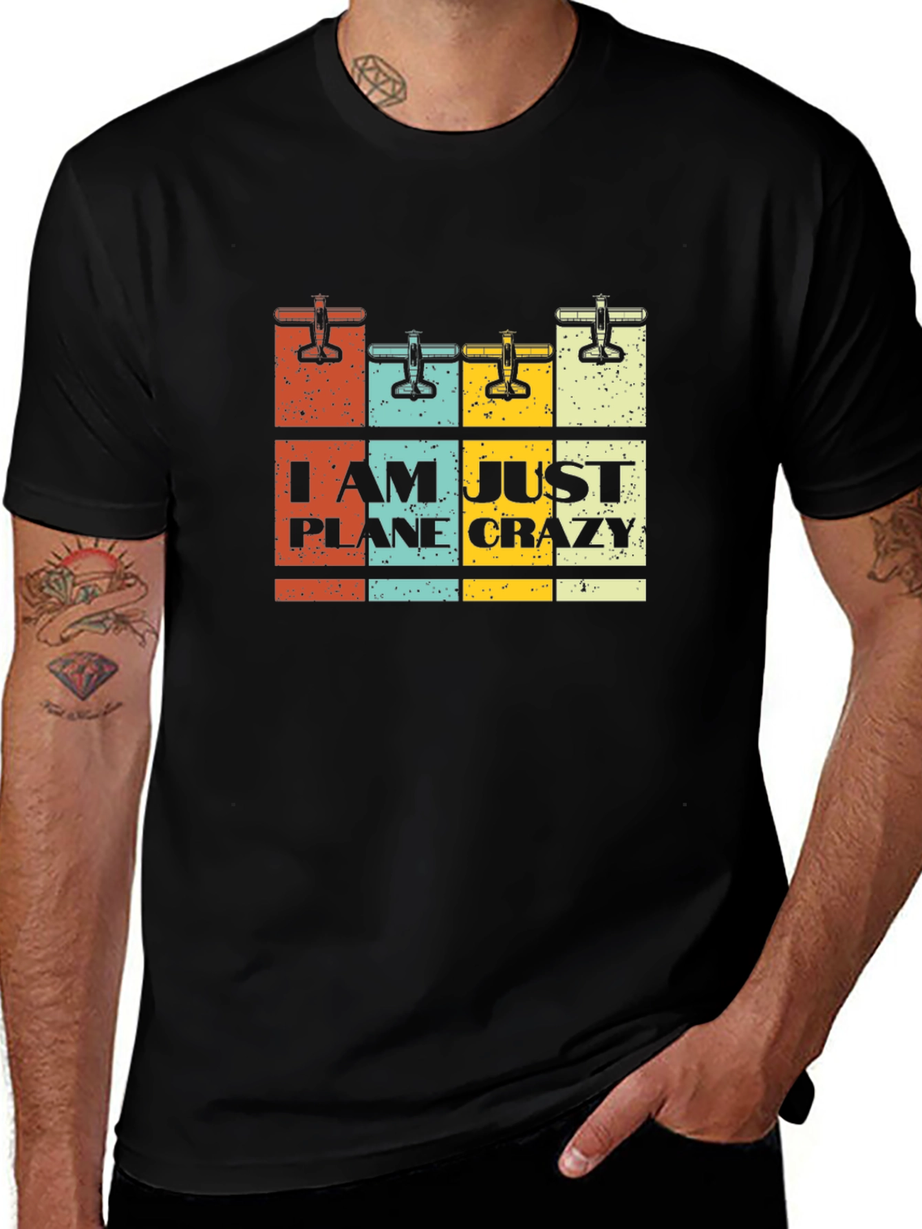 Variant 3 of I Am Just Plane Crazy Black Graphic Tee