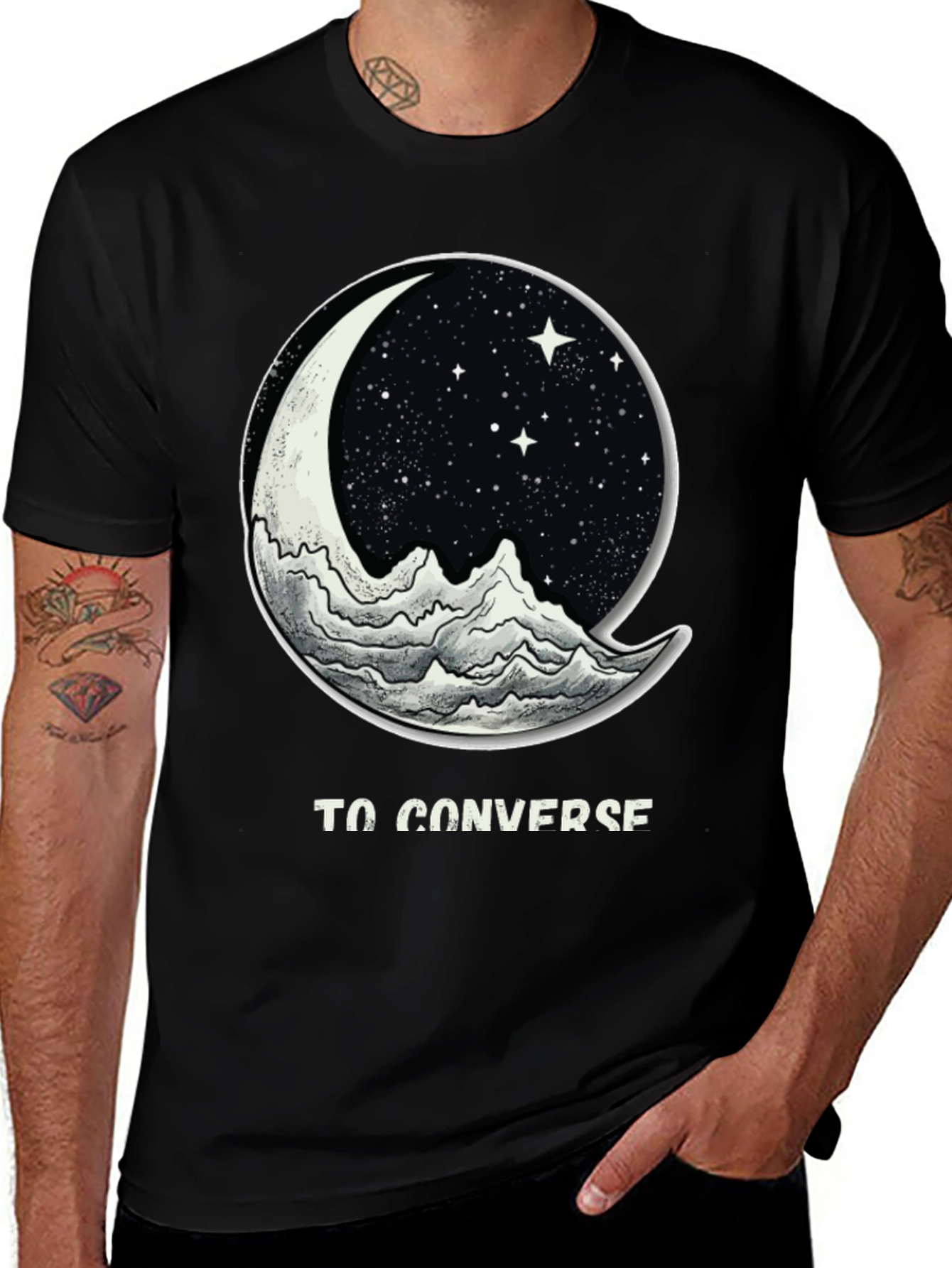 Variant 28 of To Converse Moon and Mountain Black T-Shirt