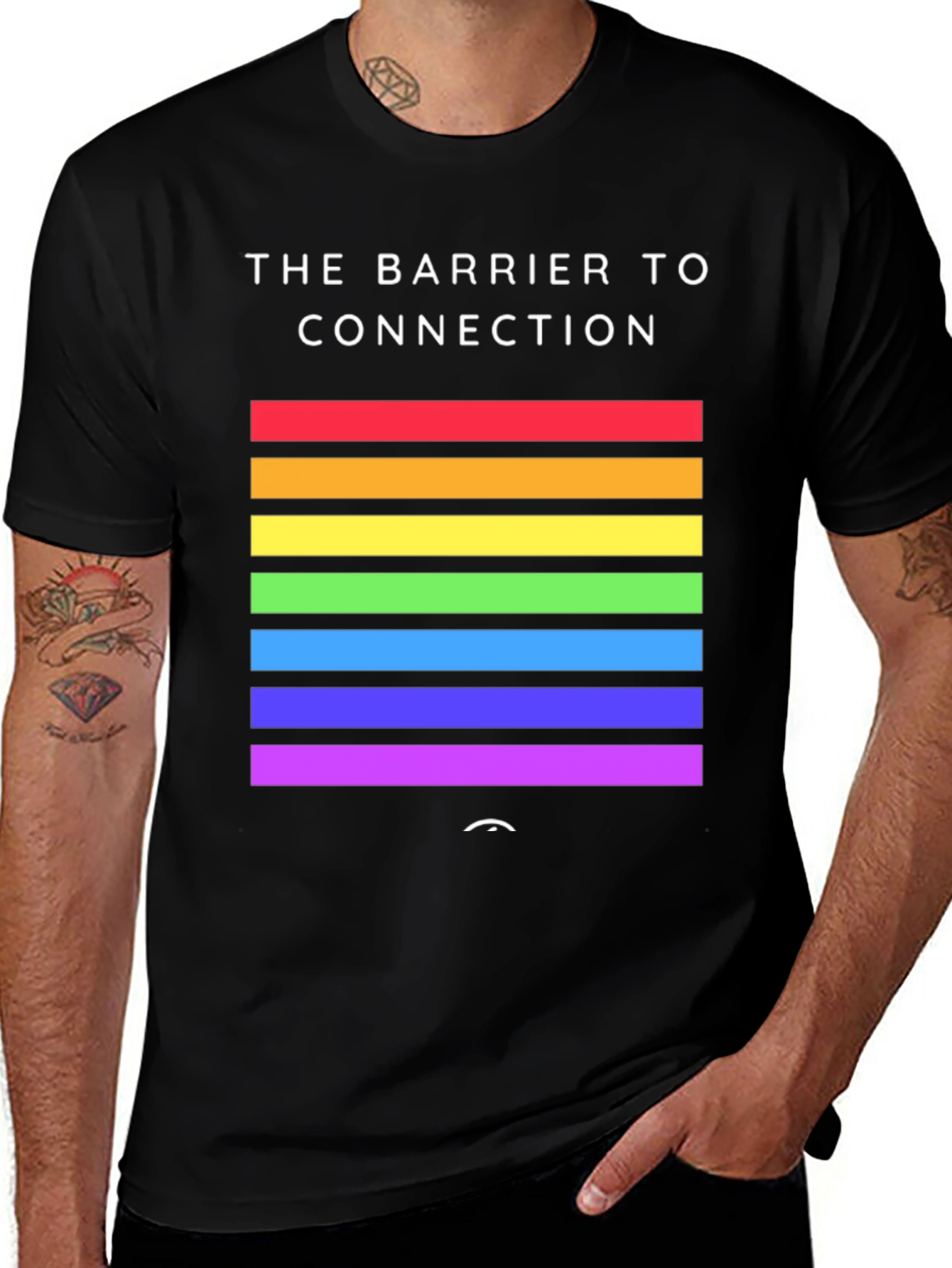 Barrier To Connection Rainbow Striped T-Shirt