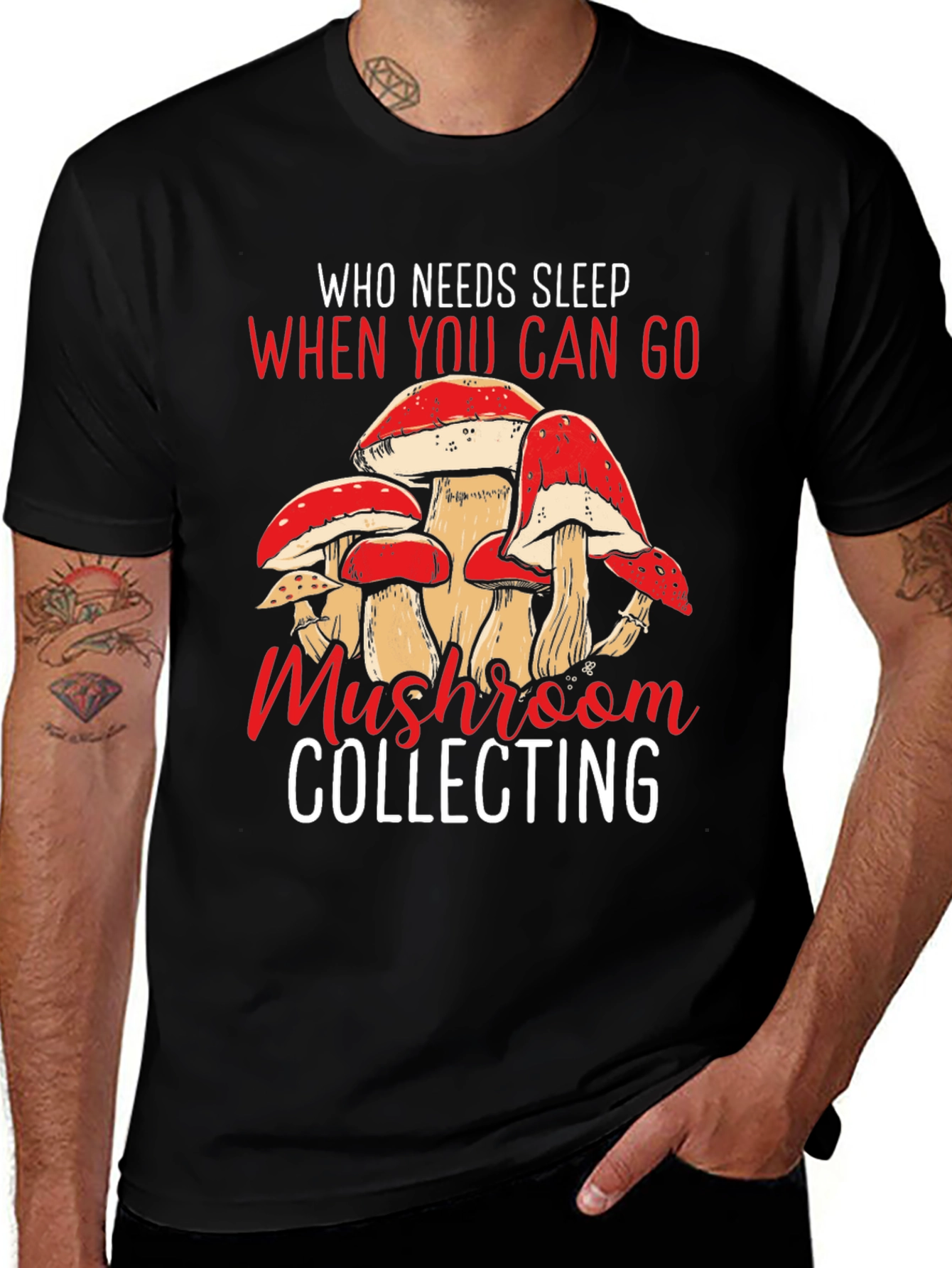 Variant 28 of Mushroom Collecting Graphic Tee - Black
