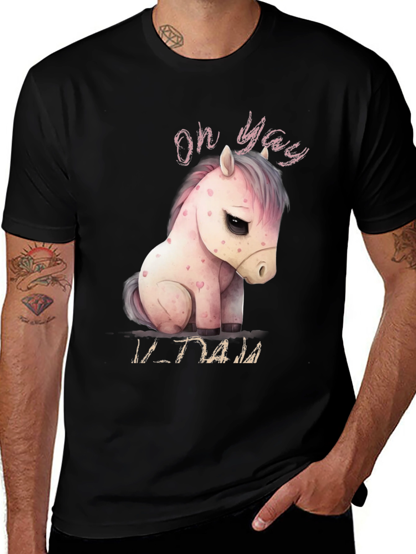 Variant 26 of Oh Yay! Cute Pony Graphic Black T-Shirt