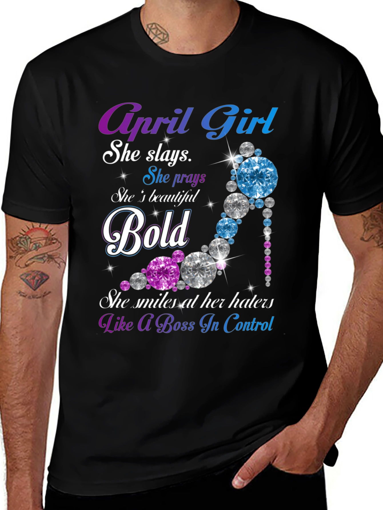 Variant 19 of April Girl Diamond Heel Graphic Tee - Bold & Beautiful!