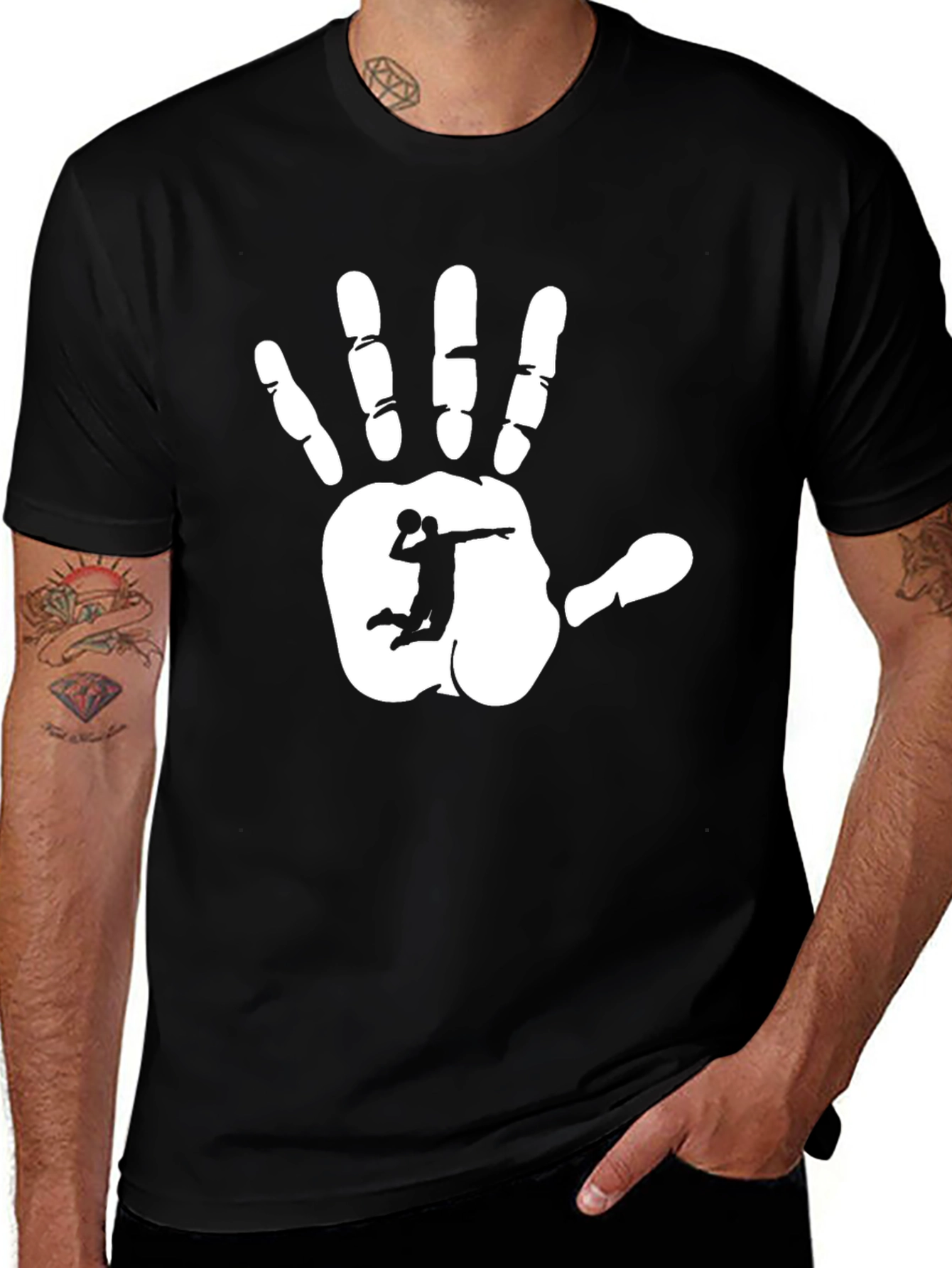 Variant 24 of Handball Player Graphic T-Shirt - Black