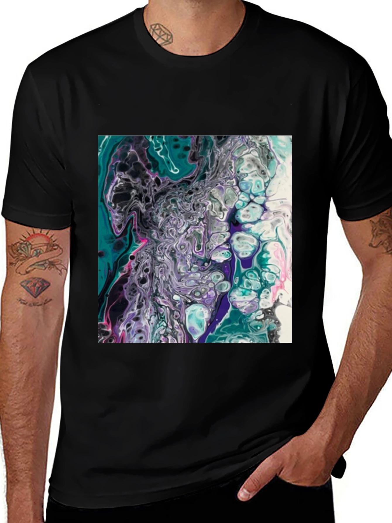 Variant 9 of Abstract Art T-Shirt - Fluid Pour Design