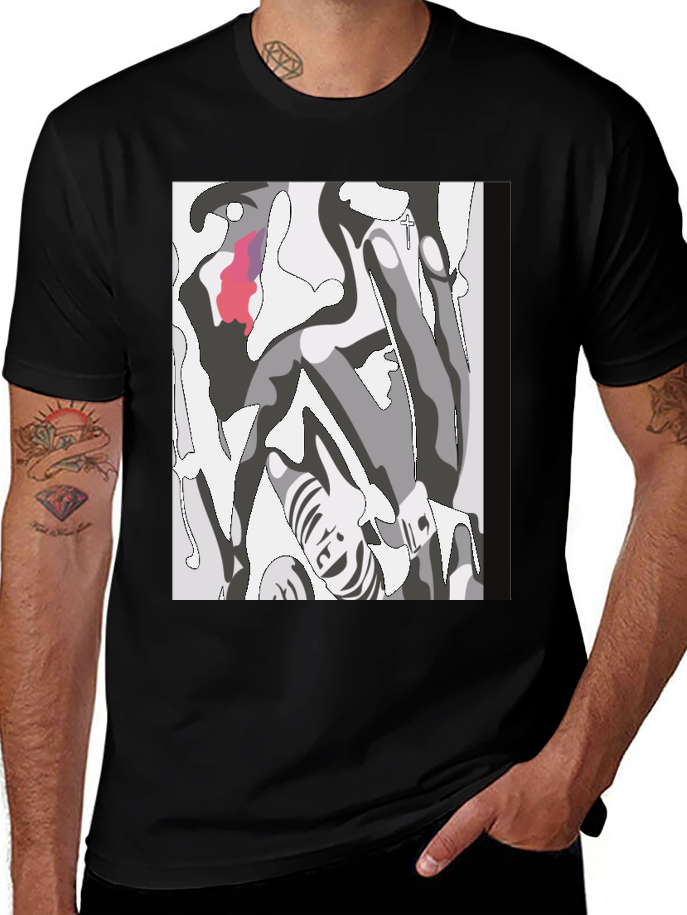 Variant 16 of Abstract Graphic Print Crew Neck T-Shirt
