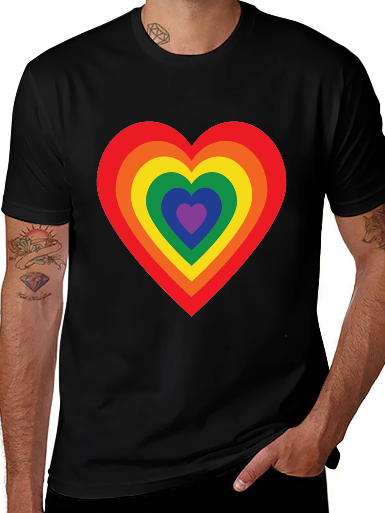 Variant 4 of Rainbow Heart Graphic Tee - Pride Love