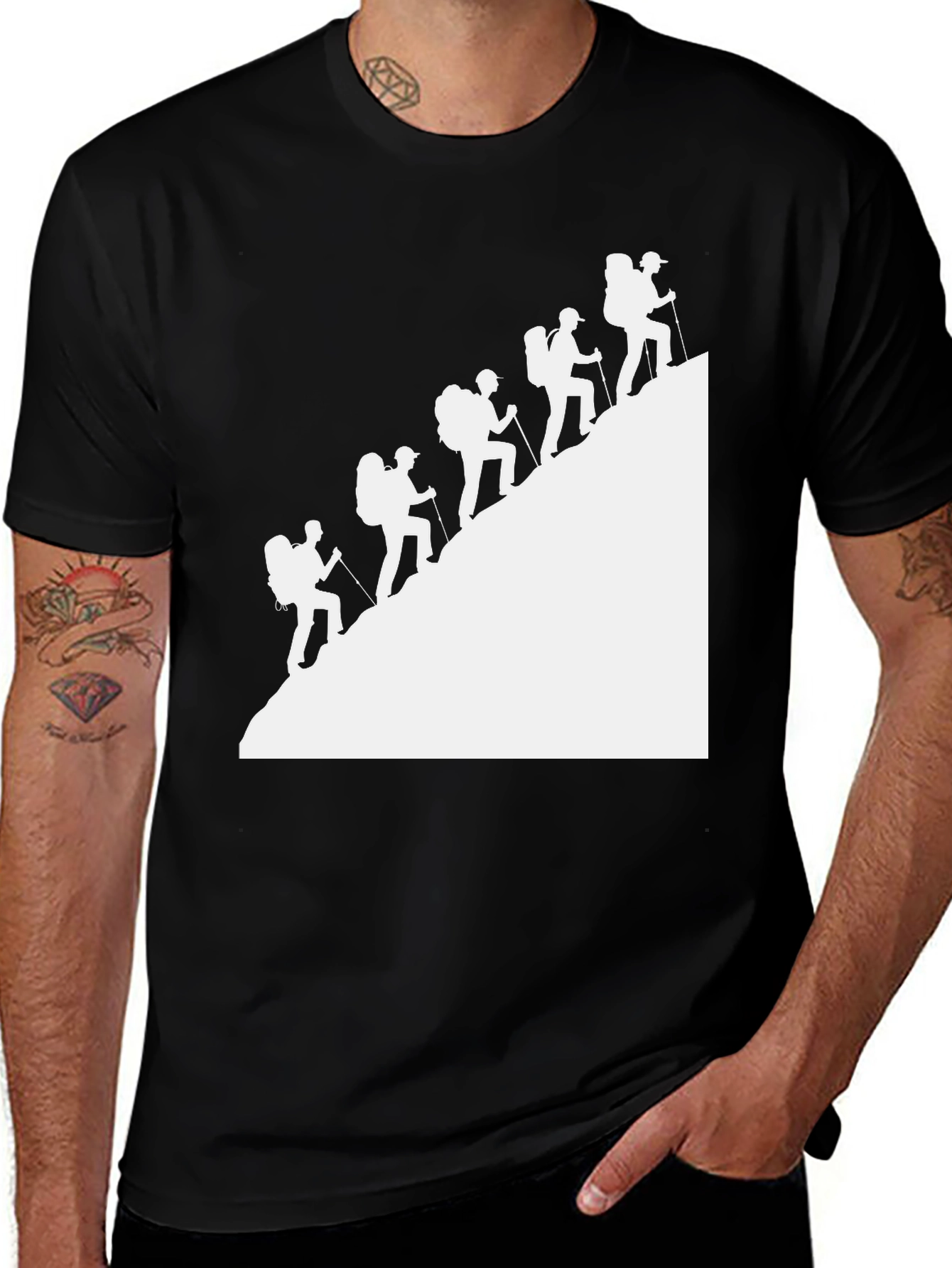 Variant 4 of Hiking Team Graphic Tee - Black Cotton T-Shirt