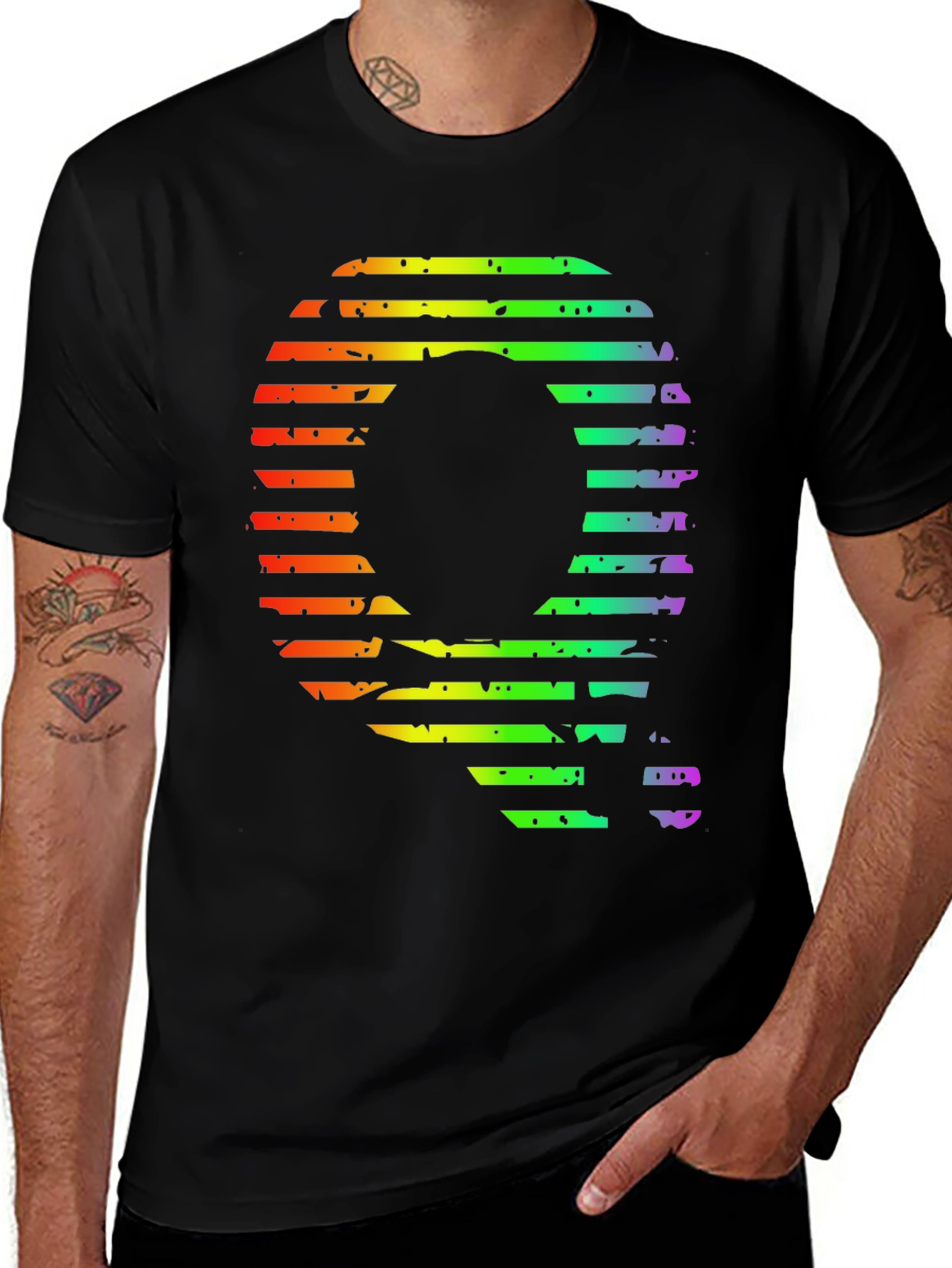 Variant 27 of Retro Rainbow Letter 'Q' Graphic Tee