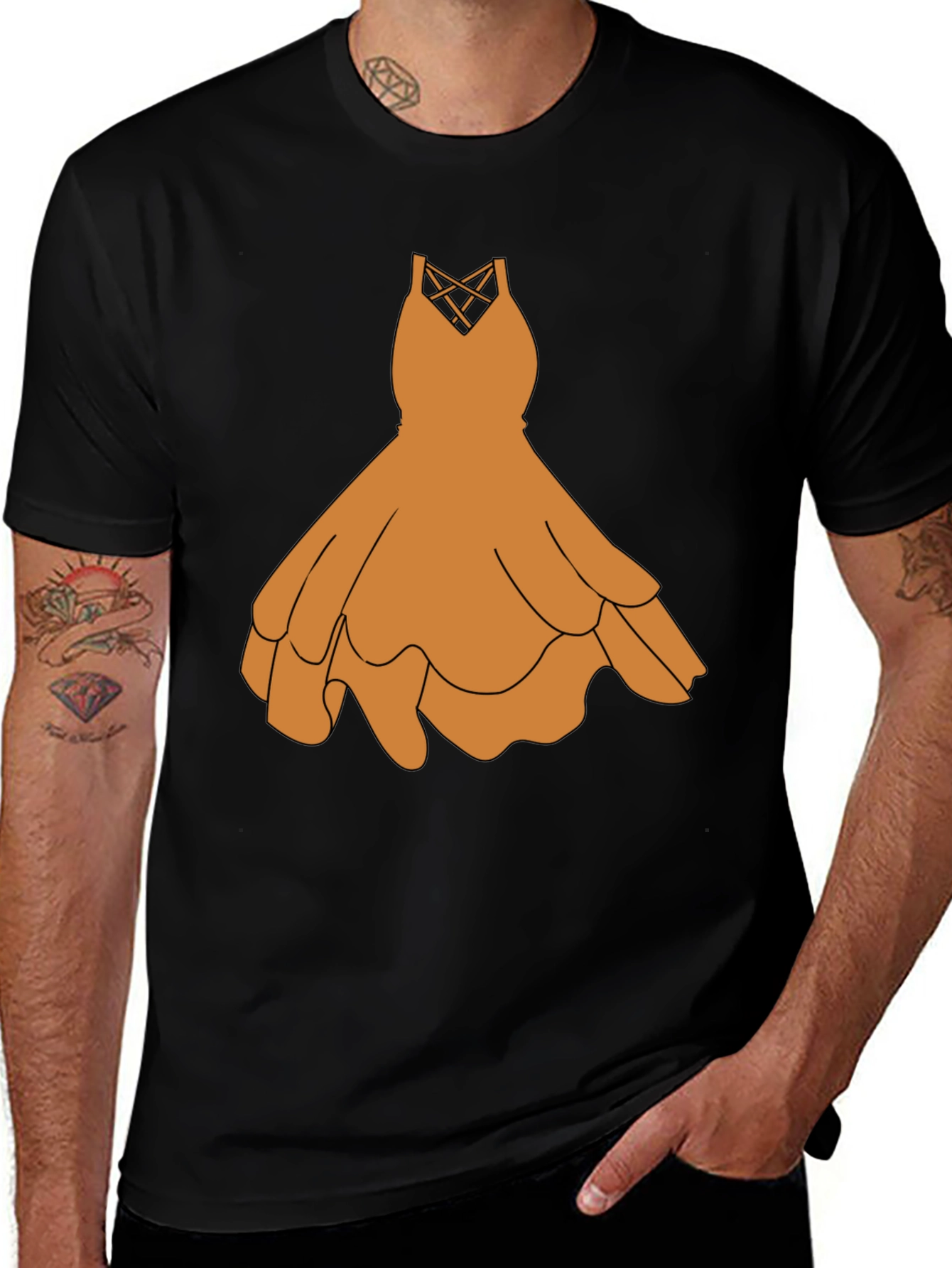 Variant 11 of Black T-Shirt with Graphic Dress Design