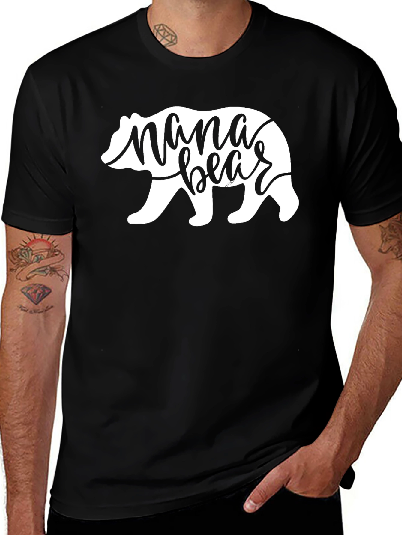 Black Mama Bear T-Shirt - Black Cotton Tee main image
