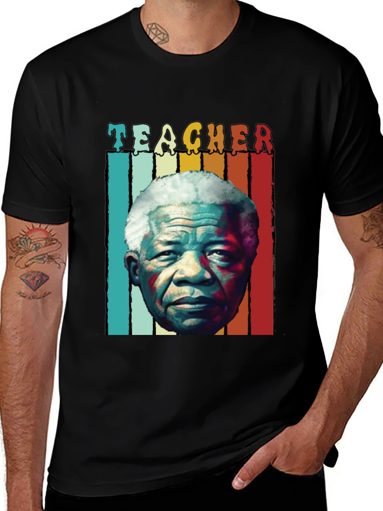 Variant 5 of Teacher Mandela Portrait T-Shirt