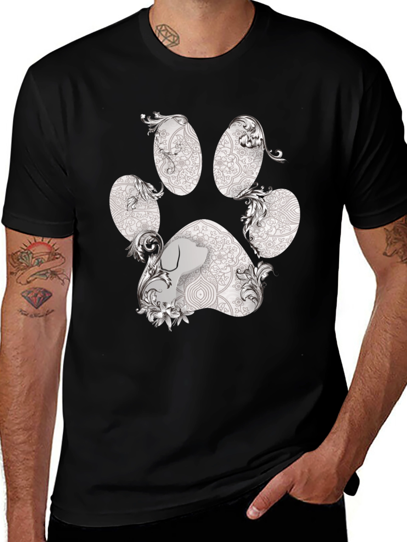 Variant 28 of Paw Print Graphic Tee - Artistic Dog Lover Shirt