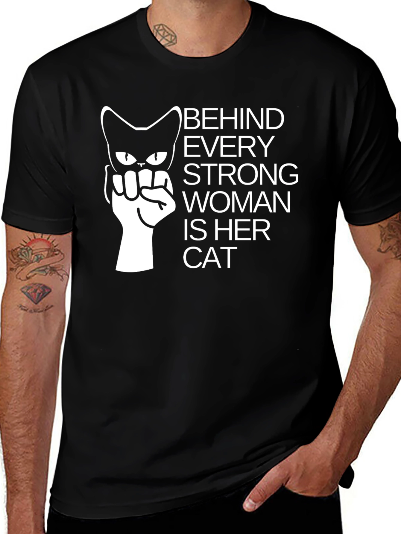 Variant 18 of Strong Woman Cat Lover T-Shirt - Black