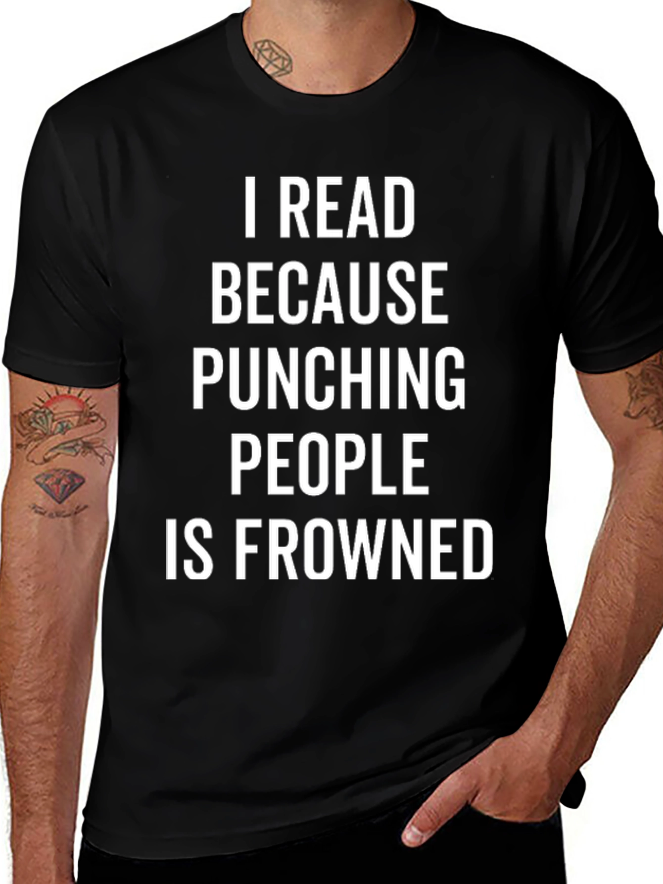 Variant 8 of Funny Reader T-Shirt: Because Punching is Frowned Upon