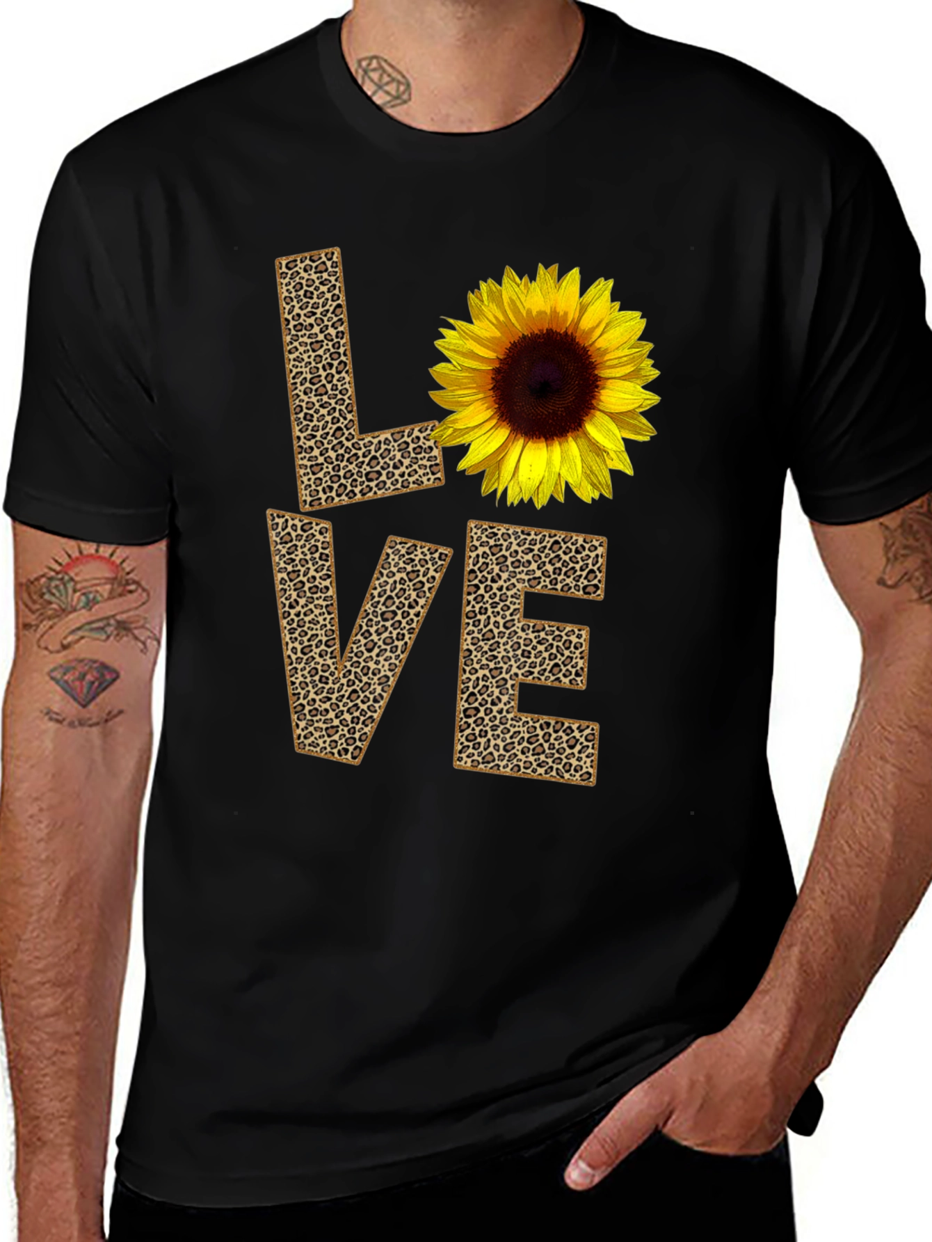Variant 6 of Sunflower Leopard Print LOVE Graphic Tee